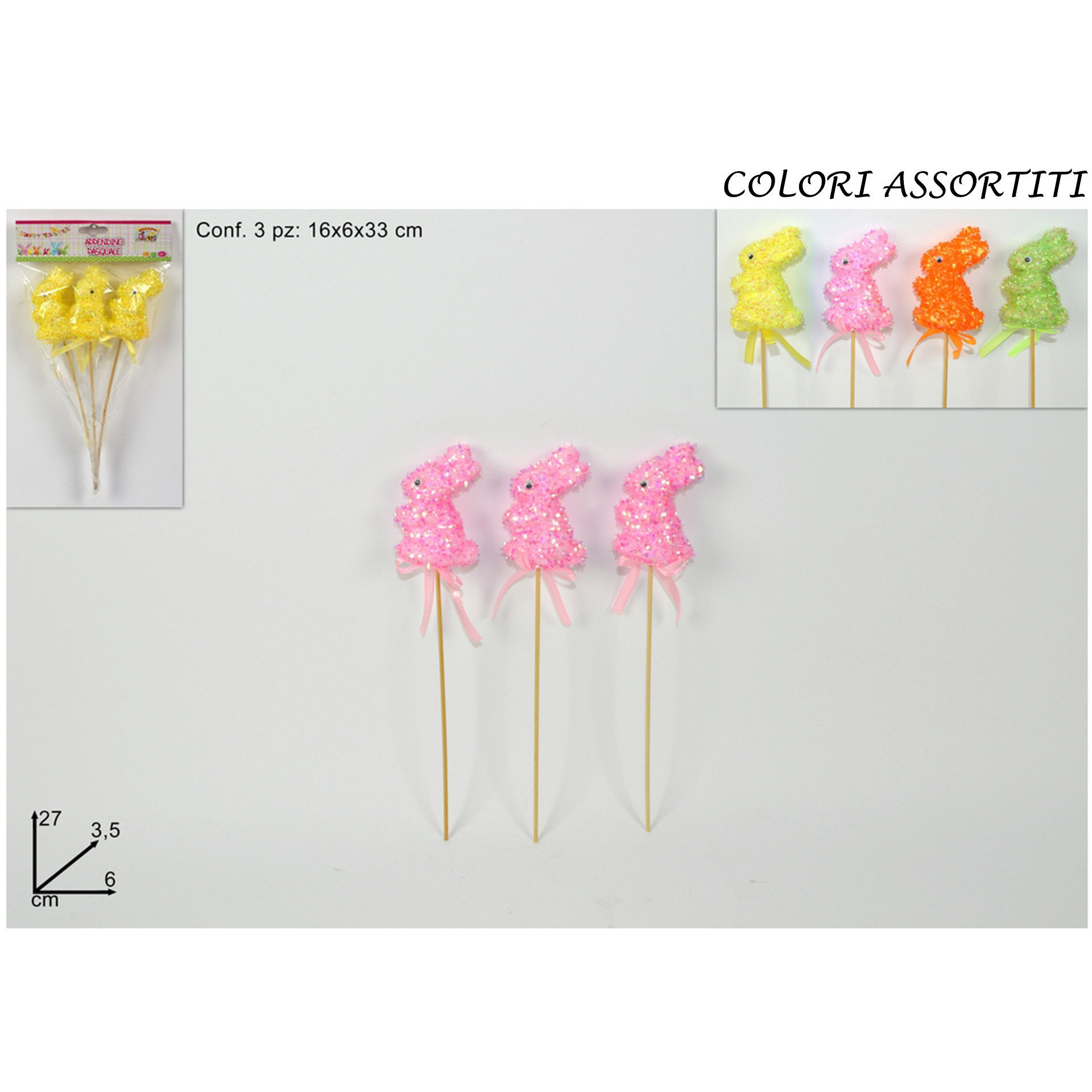 SPILLONE CONIGLIO SET 3PZ 5 COL. ART.SXE161039EDue Esse