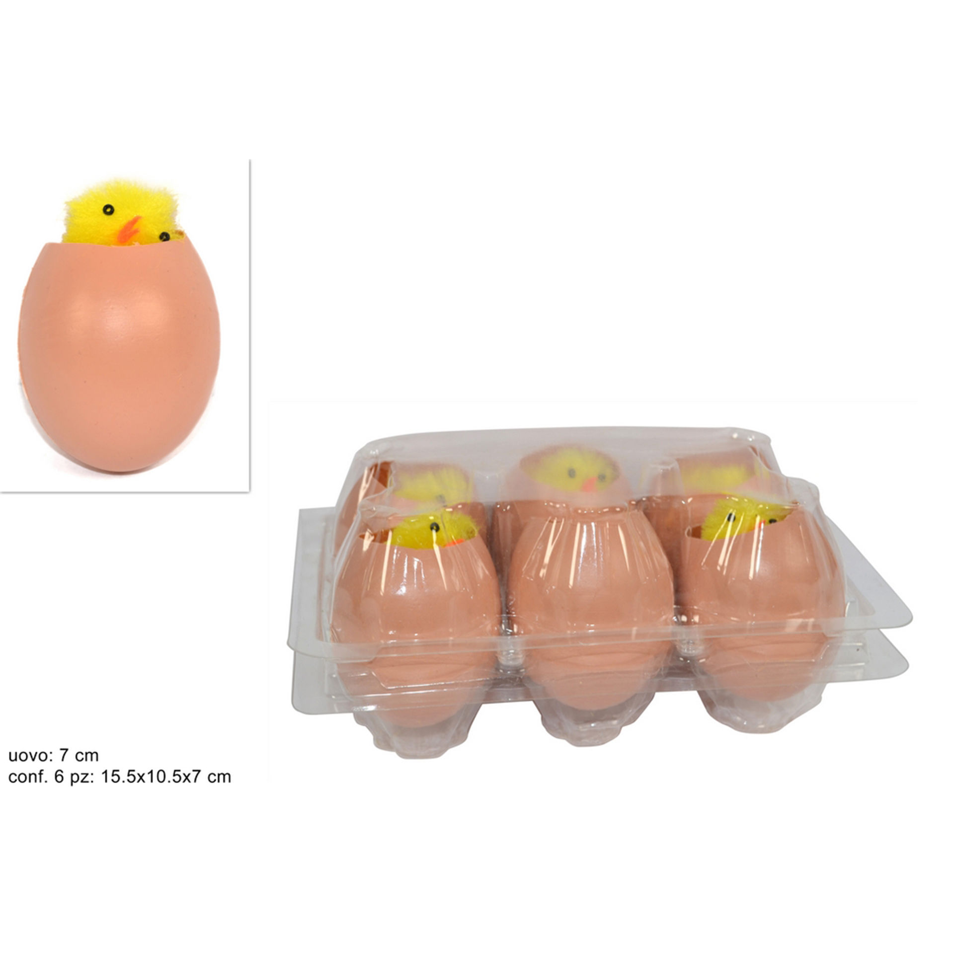UOVA CON PULCINO 7CM SET 6PZ IN BOXPVC     ART.EA6Due Esse