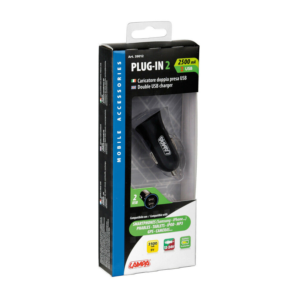 PRESA USB DOPPIA 12/24V 2,5A    PLUG-IN 2Lampa