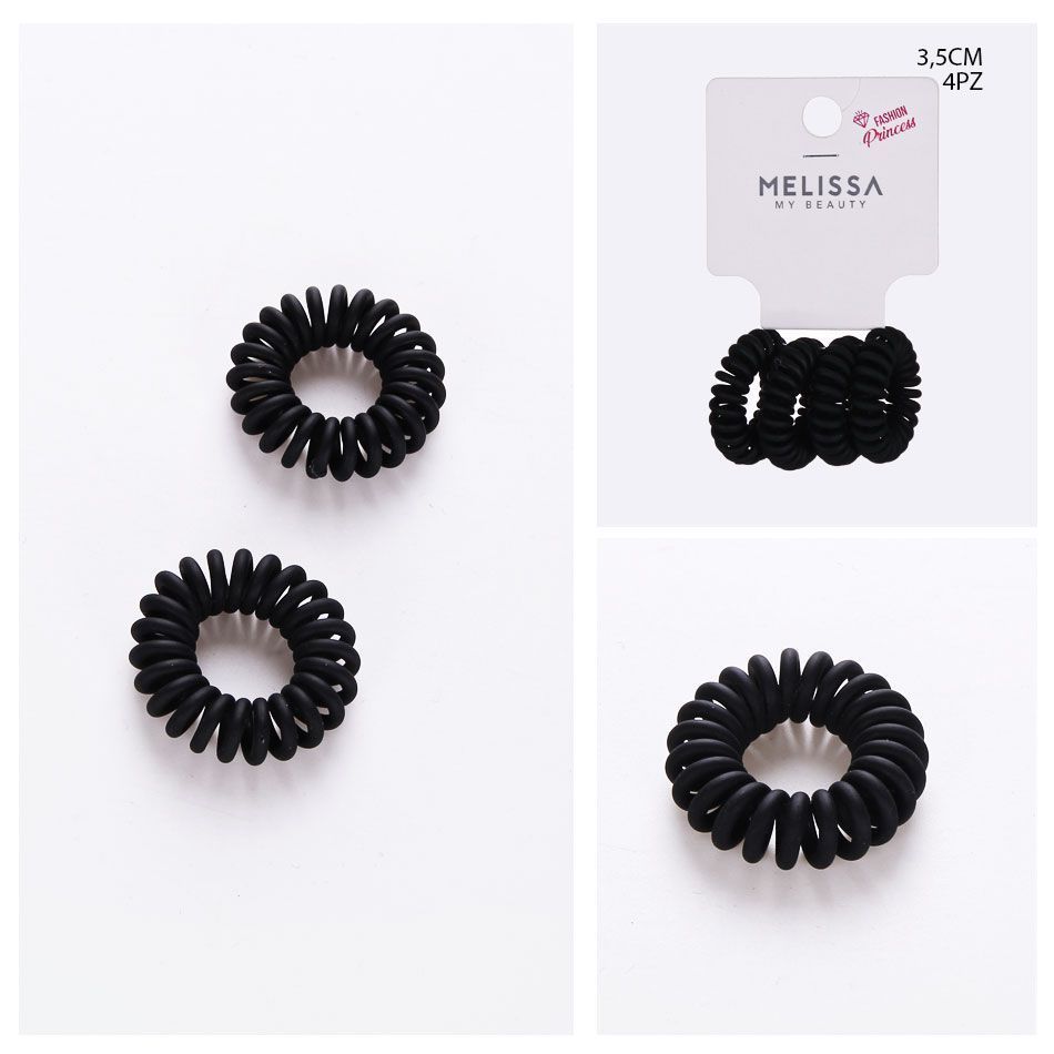 ELASTICO CAPELLI SPIRALE 3.5CM 4PZ NERO OPACOMelissa