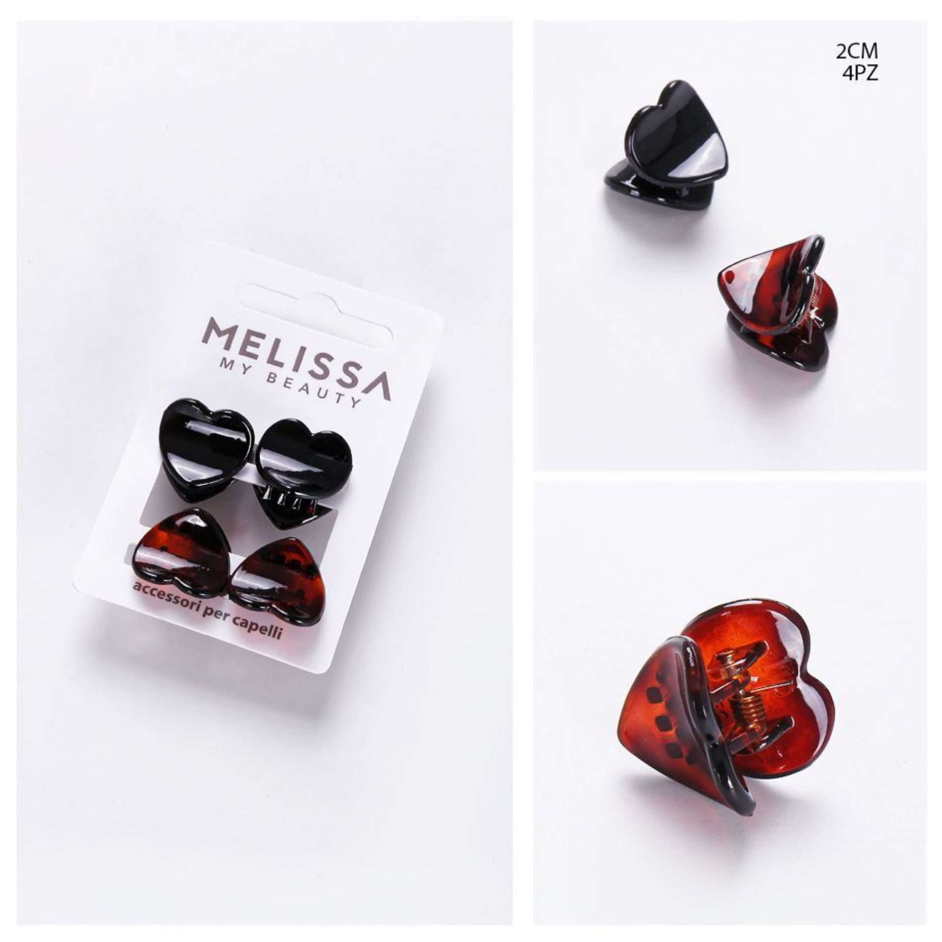 MOLLETTINE CAPELLI 2CM 4PZ CUORE ASSMelissa