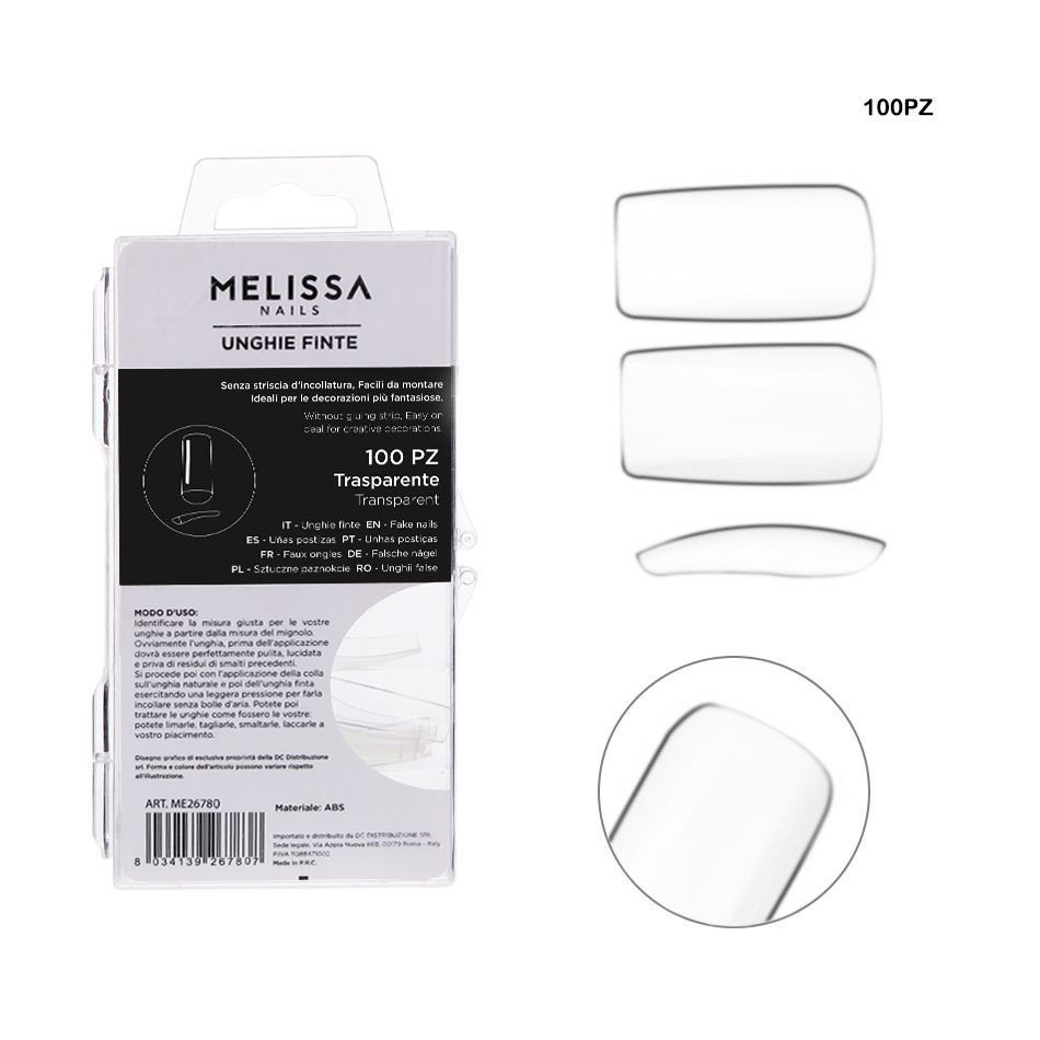 UNGHIA FINTA TRASPARENTE 8,5X14,5X1,8CM 100PZMelissa