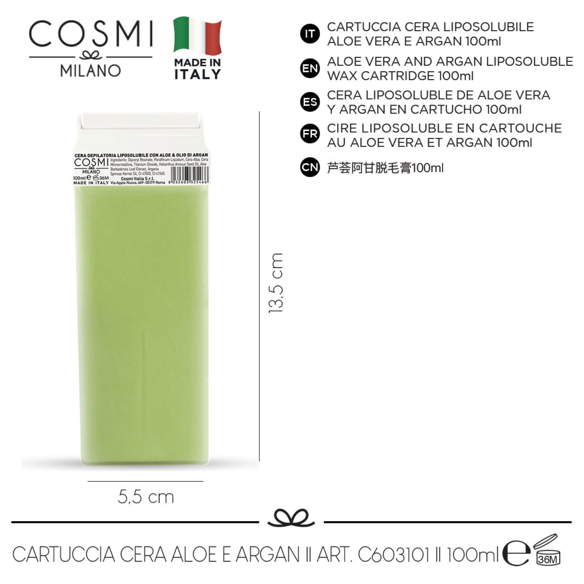 COSMI CERA LIPO ALOE & ARGAN CARTUCCIA 100MLCosmi