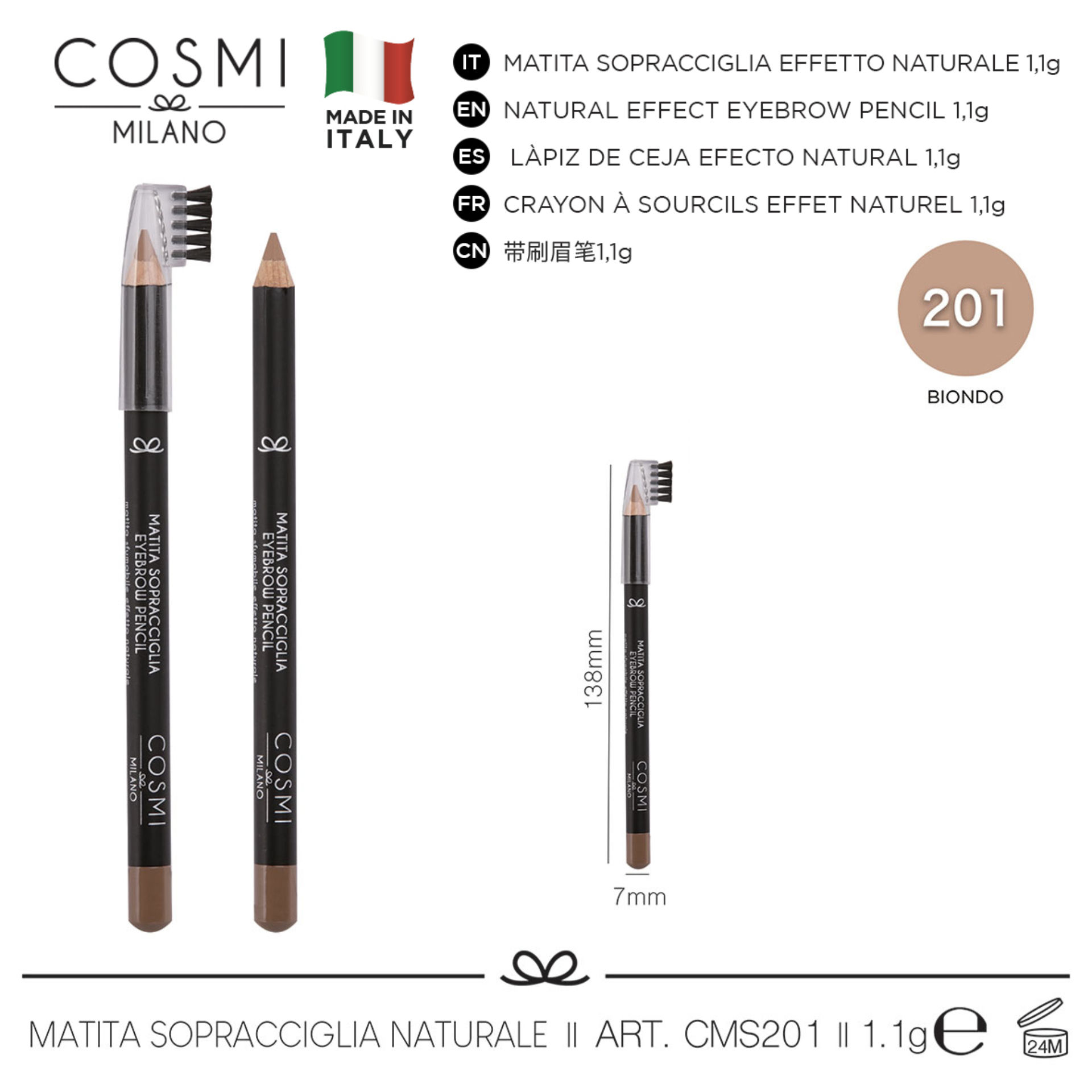 COSMI MATITA SOPRACCIGLIA SFUMABILE N.201Cosmi