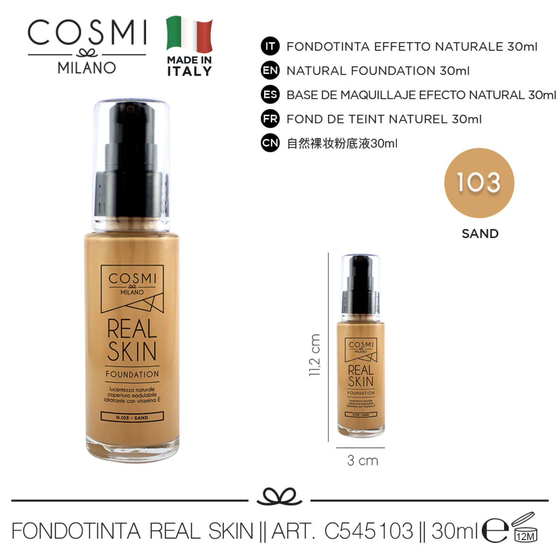 COSMI FONDOTINTA REAL SKIN N.103 SAND 30MLCosmi