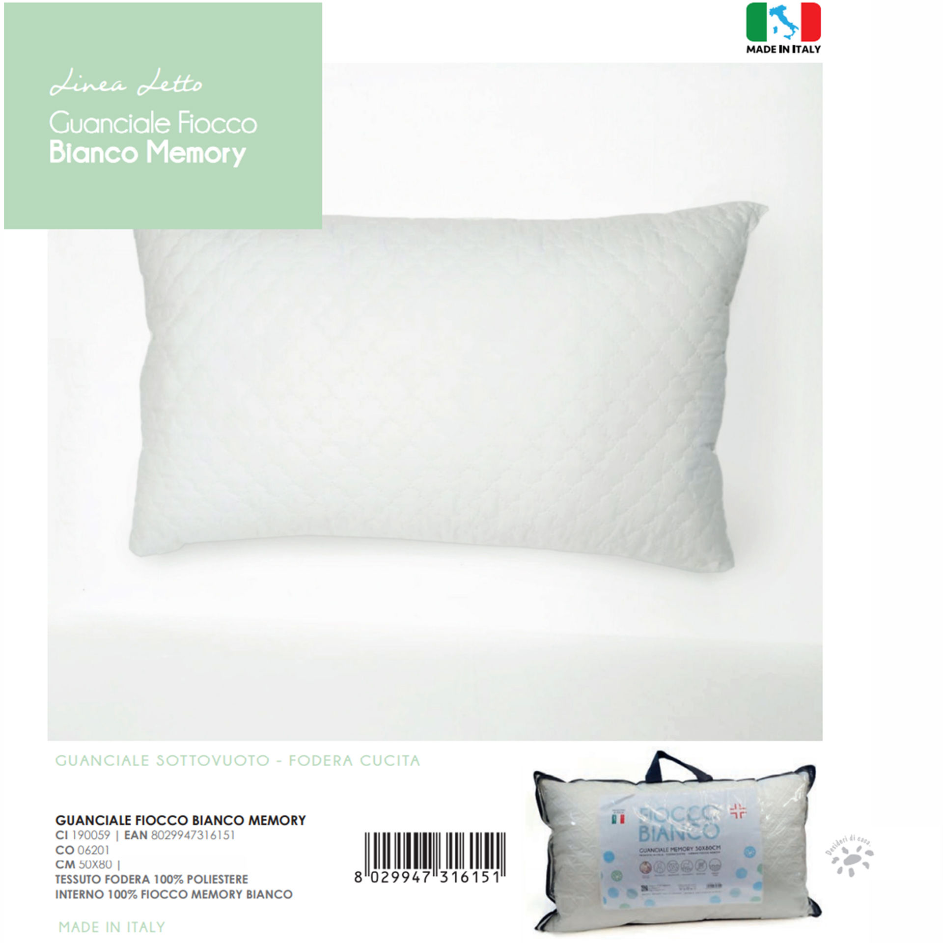 GUANCIALE FIOCCO BIANCO MEMORYLovely Home