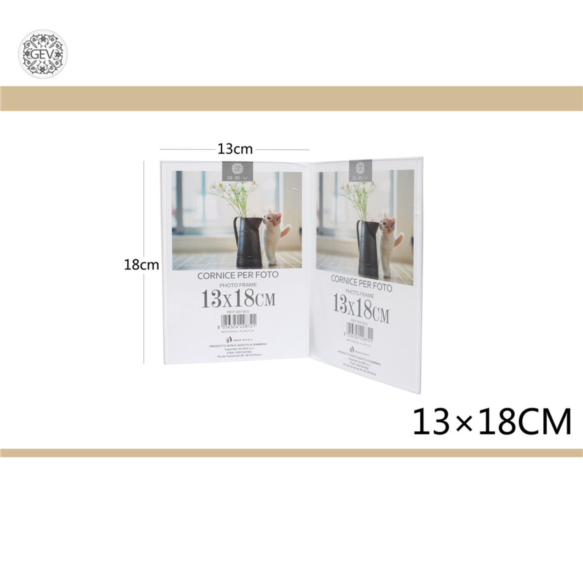 CORNICE DOPPIA BIS IN PLASTICA 13X18CM X2Gev