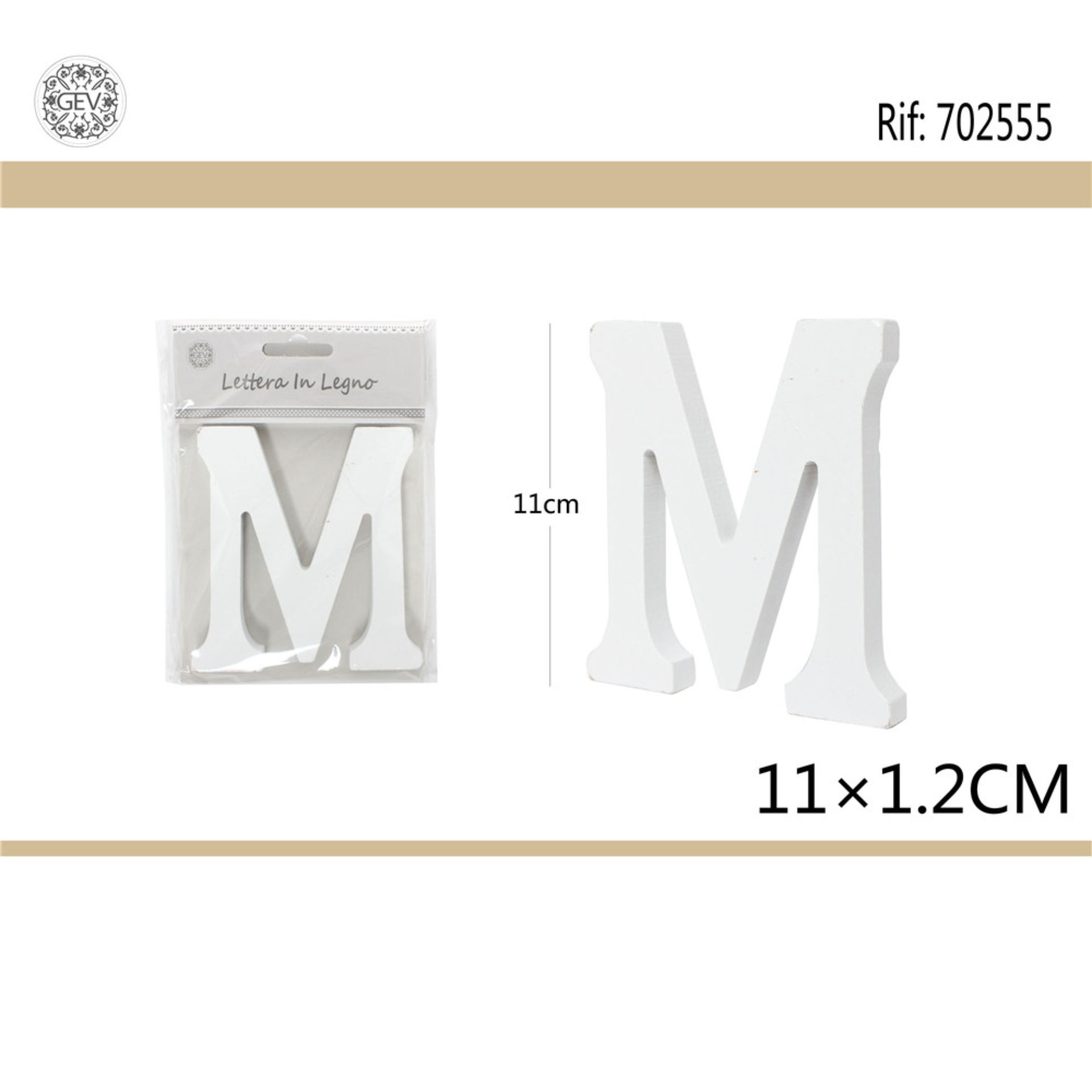 LETTERA IN LEGNO 11CM*1.2CM MGev