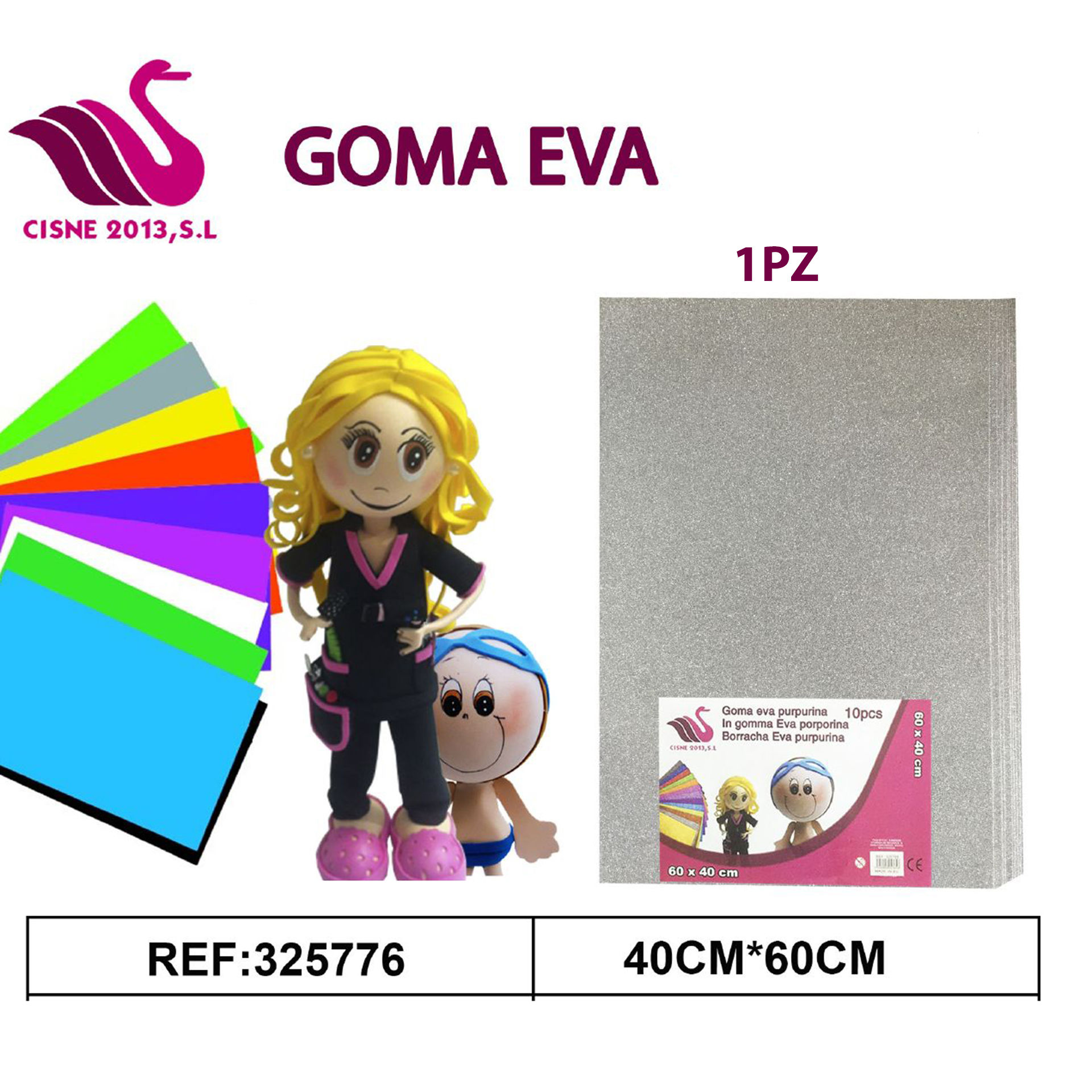 GOMMA CREPLA GLITTER ARGENTO 40X60Party Go