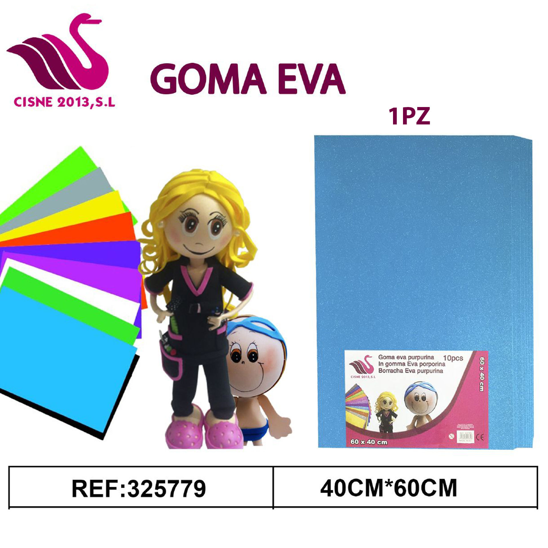 GOMMA CREPLA GLITTER AZZURRO 40*60Party Go