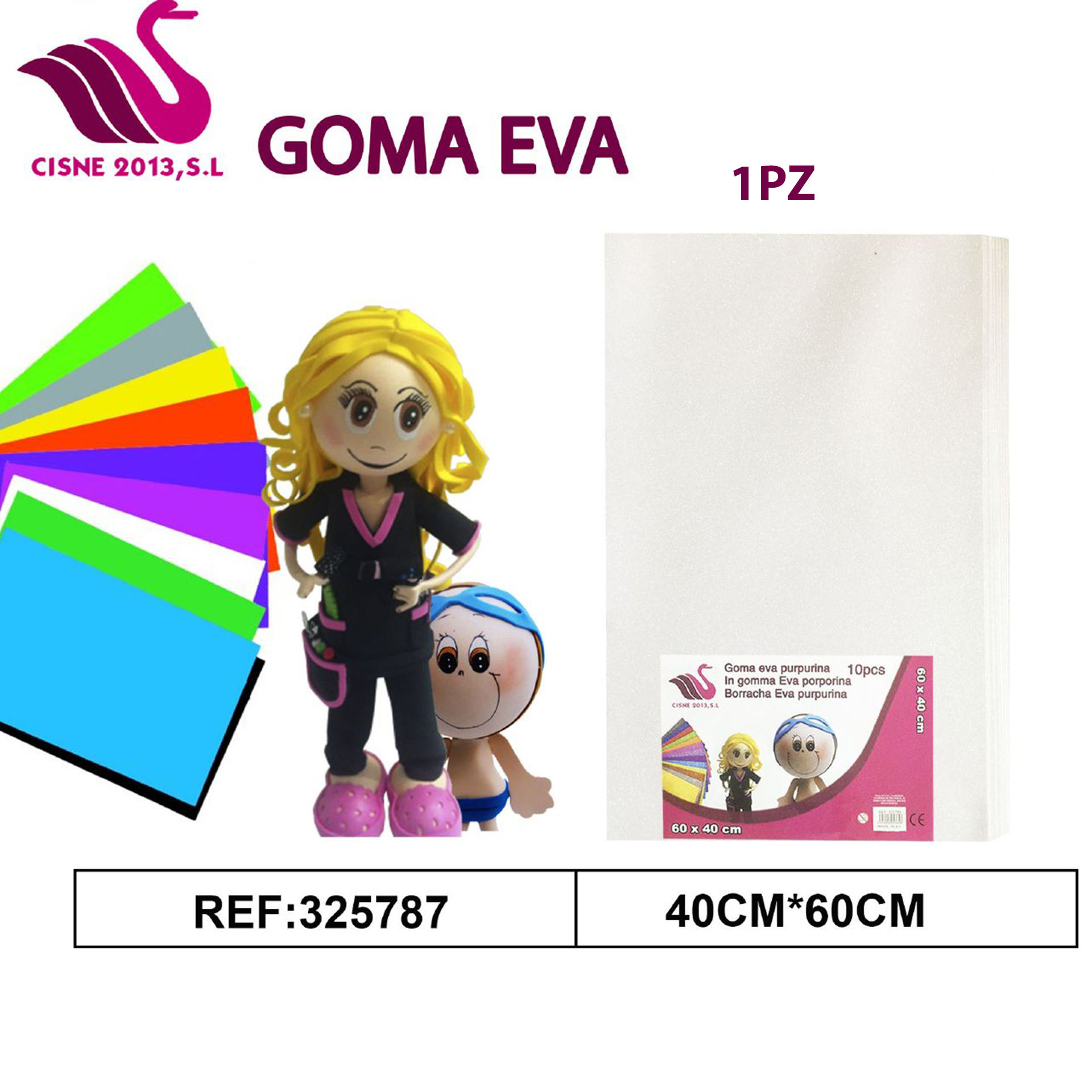 GOMMA CREPLA GLITTER BIANCO 40X60Party Go