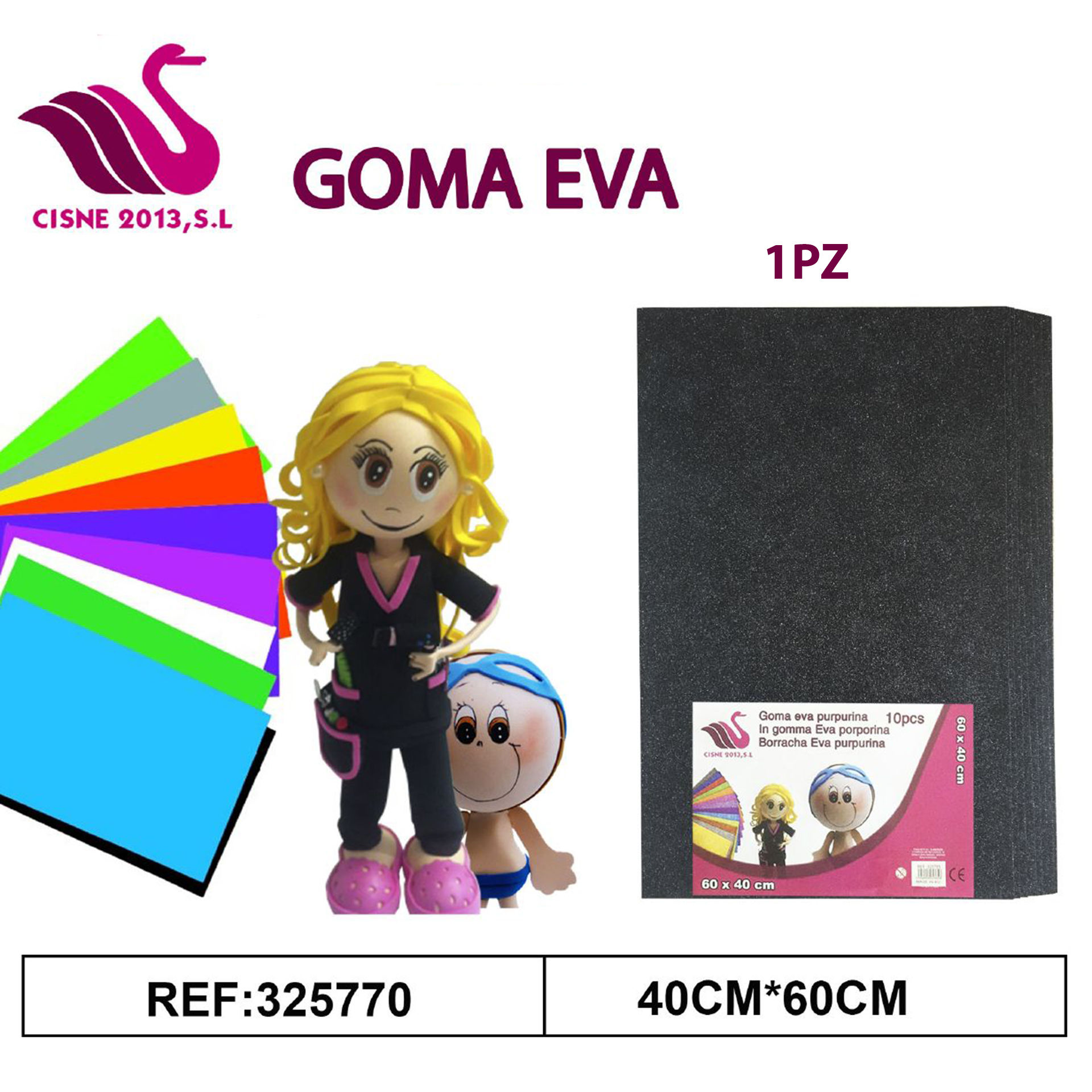 GOMMA CREPLA GLITTER NERO 40*60Party Go