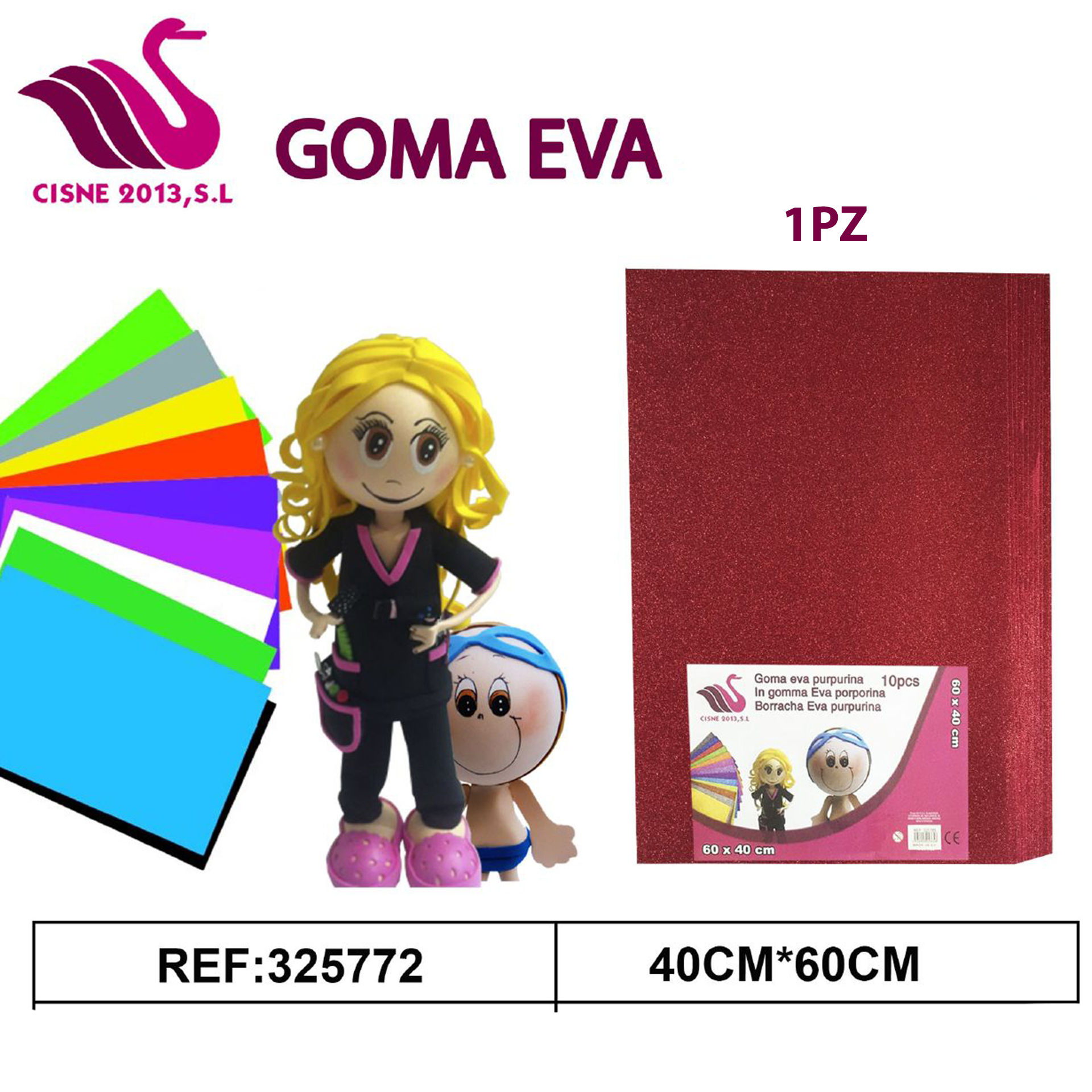 GOMMA CREPLA GLITTER ROSSO SCURO 40*60Party Go