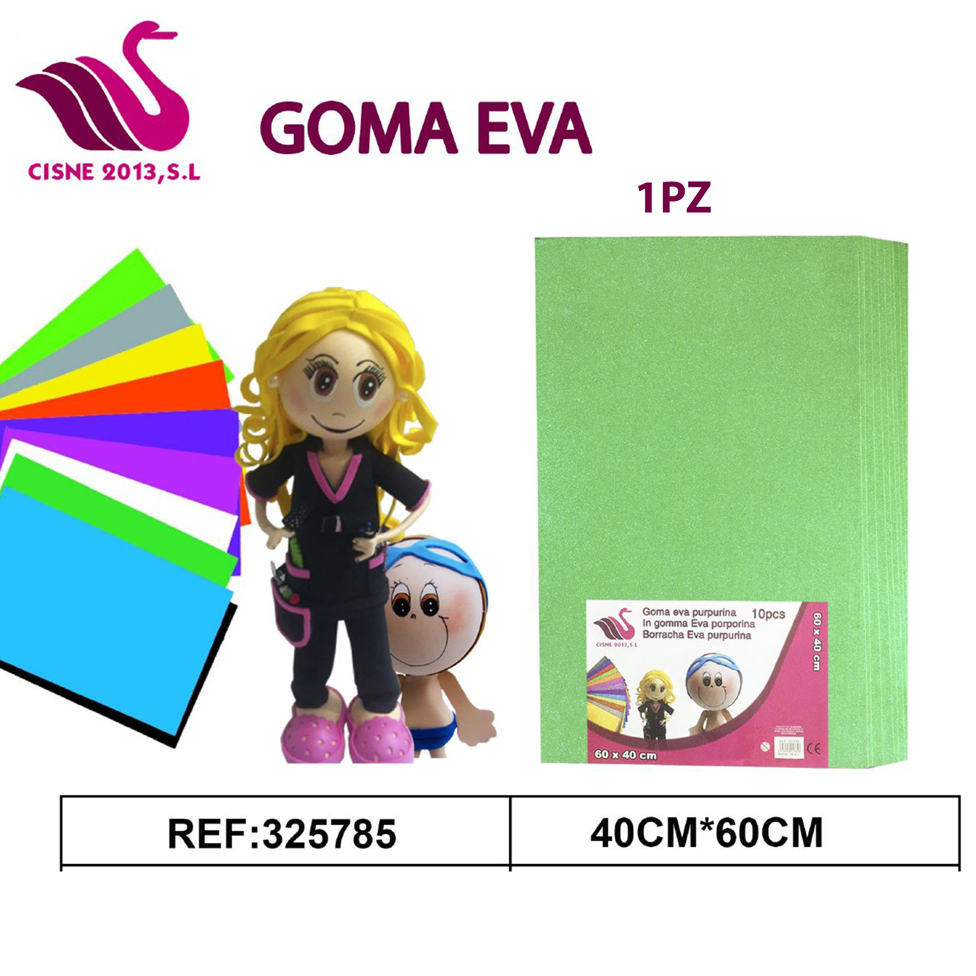 GOMMA CREPLA GLITTER VERDE CHIARO 40*60Party Go