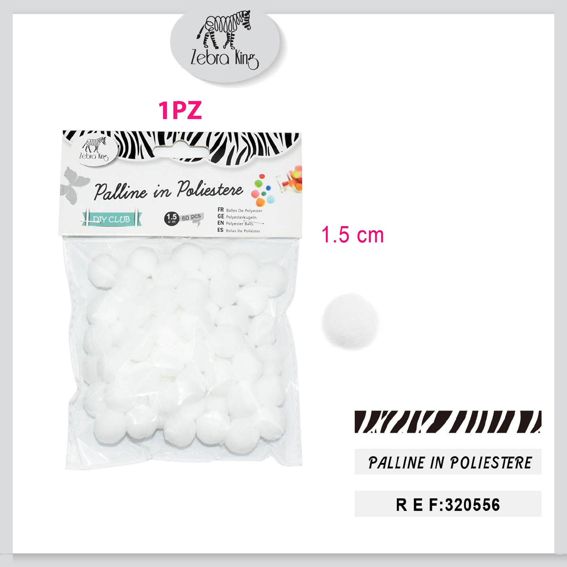 PALLINE IN POLIESTERE BIANCO 1.5CM/60PCParty Go