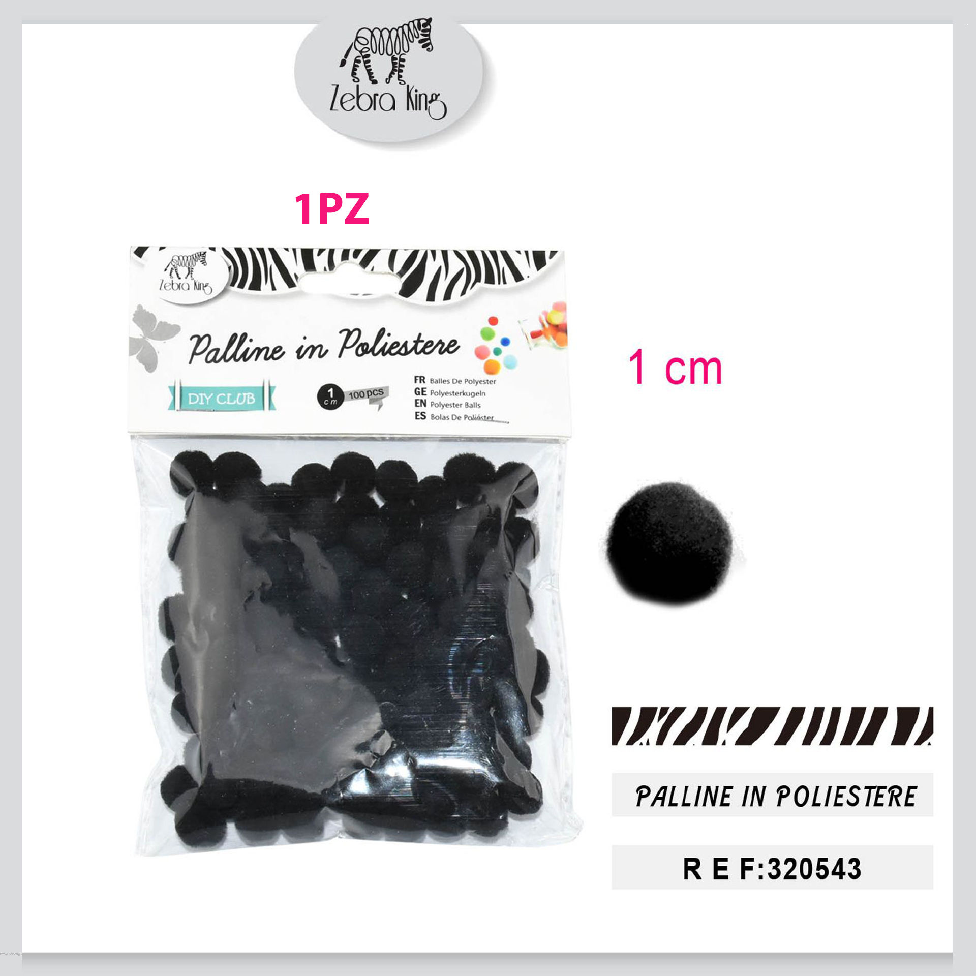 PALLINE IN POLIESTERE NERI 1CM/100PCParty Go