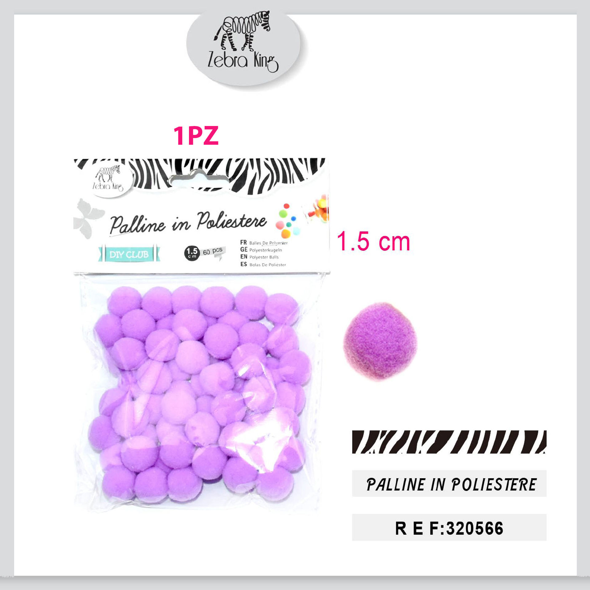 PALLINE IN POLIESTERE VIOLA CHIARO 1.5CM/60PCParty Go