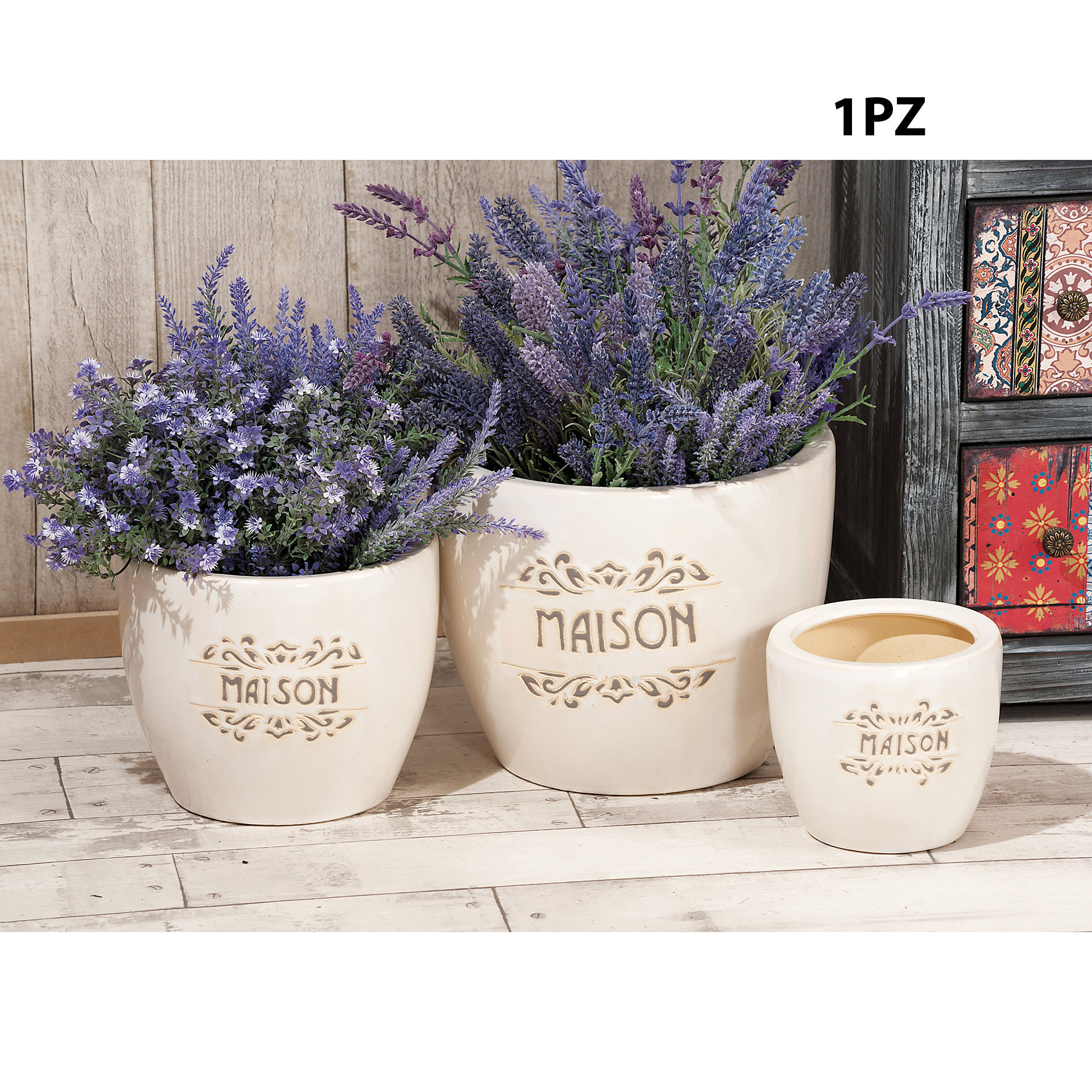 S/3 CACHEPOT MAISON BIANC D16/22/30Ad Trend