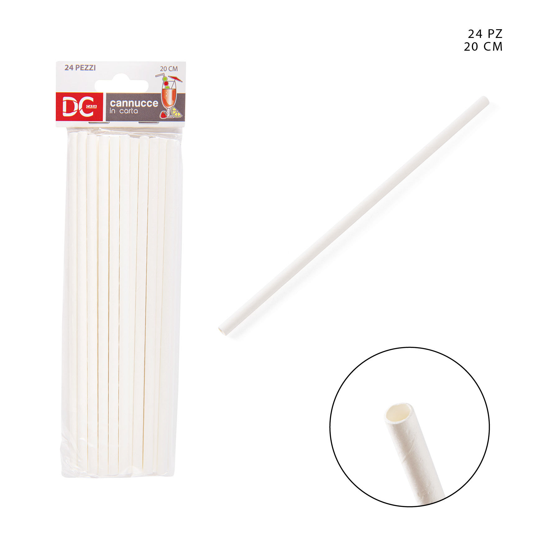 DC CASA CANNUCCIA CARTA 20CM 24PZ BIANCADc