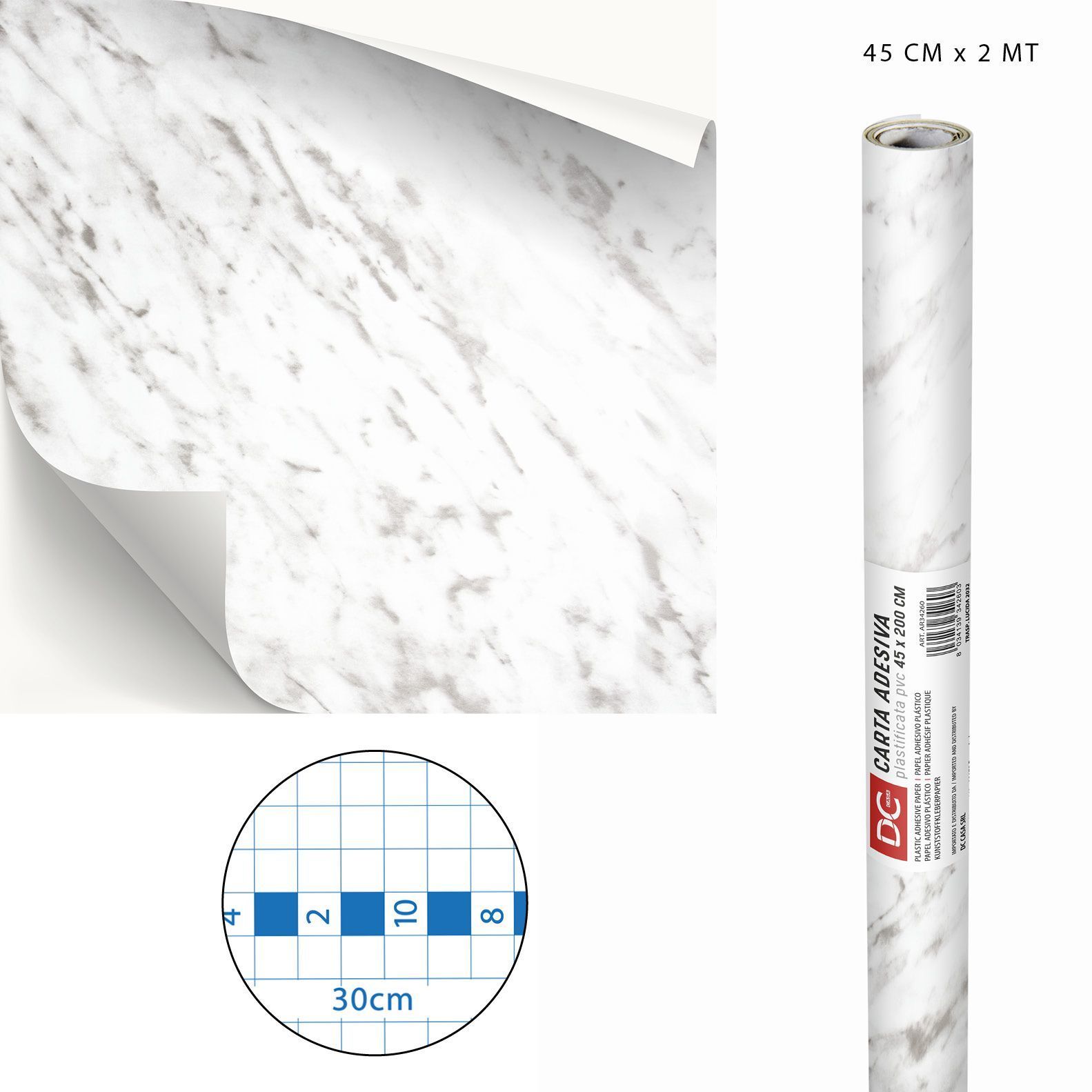 DC CASA CARTA ADES.PVC MARMO 45CMX2MX0,08MM 5224-1Dc