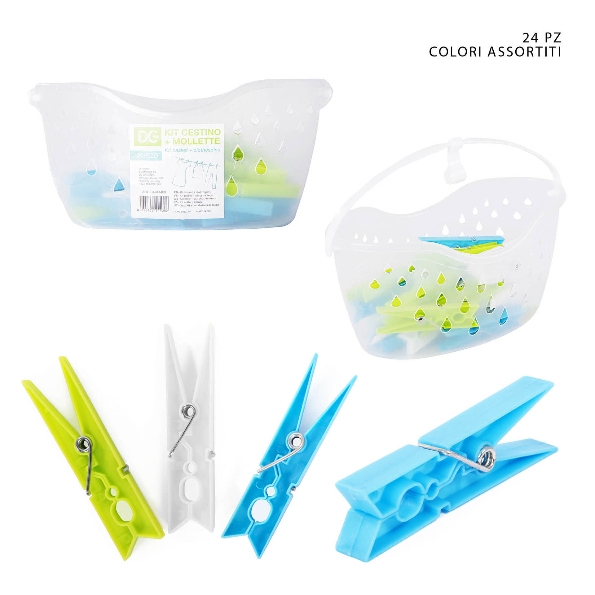 DC CASA CESTINO PLAST. C/MANICI+MOLLETTE 24PZDc