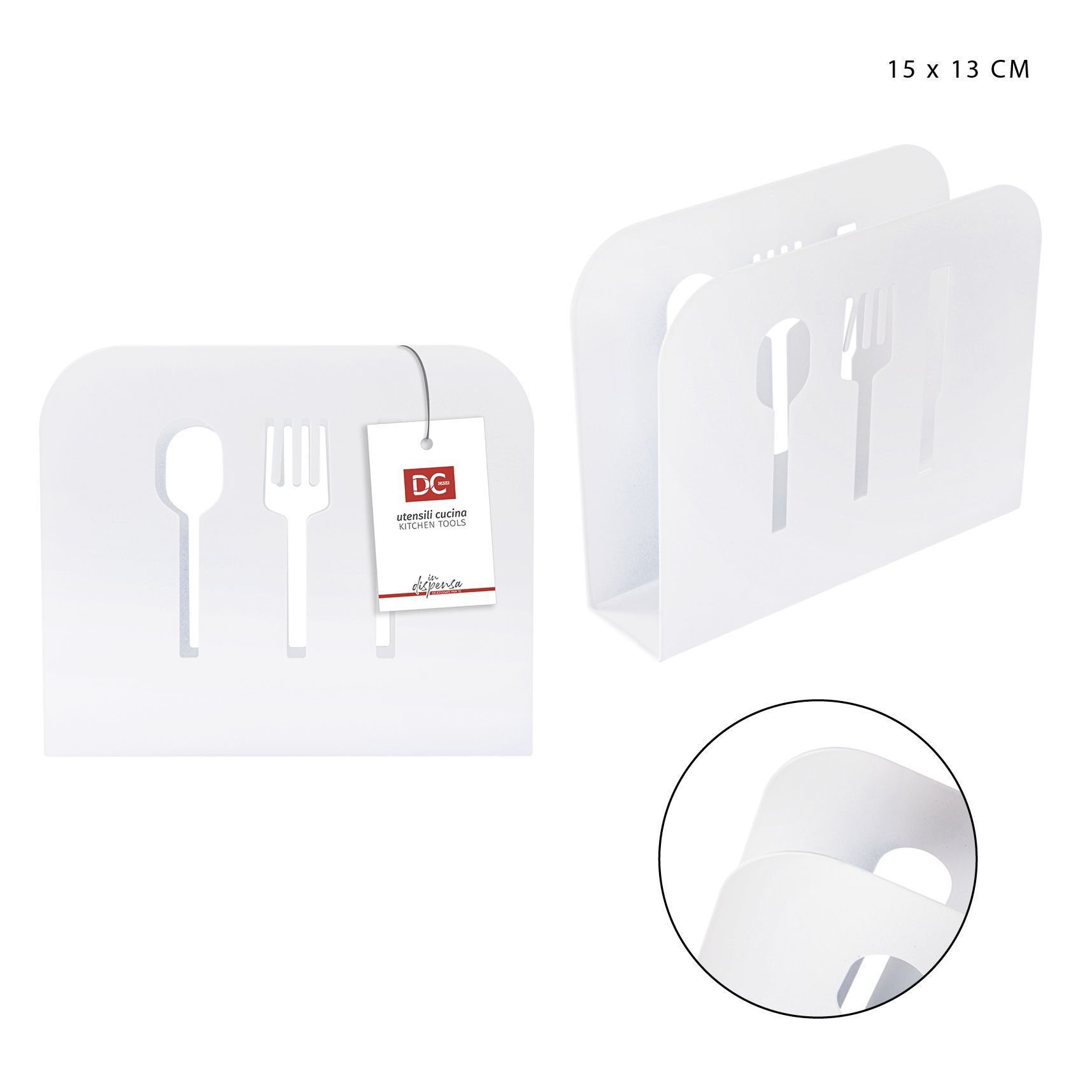 DC CASA PORTATOVAGLIOLI METALLO 15X4.5X13CM BIANCODc