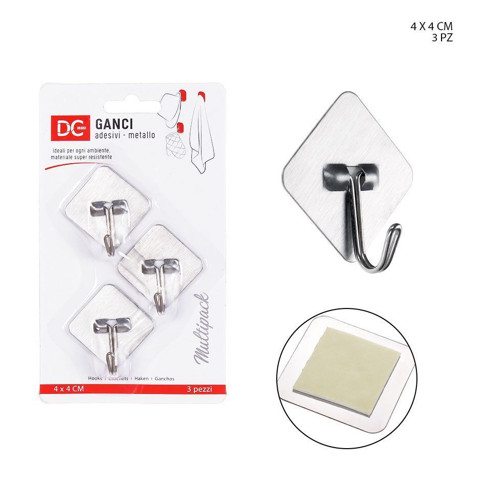 DC CASA GANCIO ADES. MET. 4X4CM 3PZDc