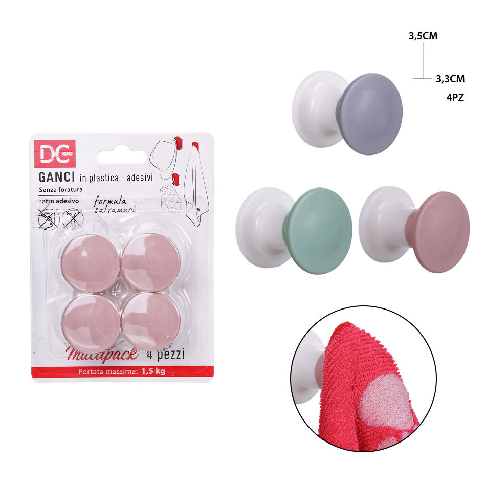 DC CASA GANCIO ADES. PLAST. 3.3X3.5CM 4PZDc