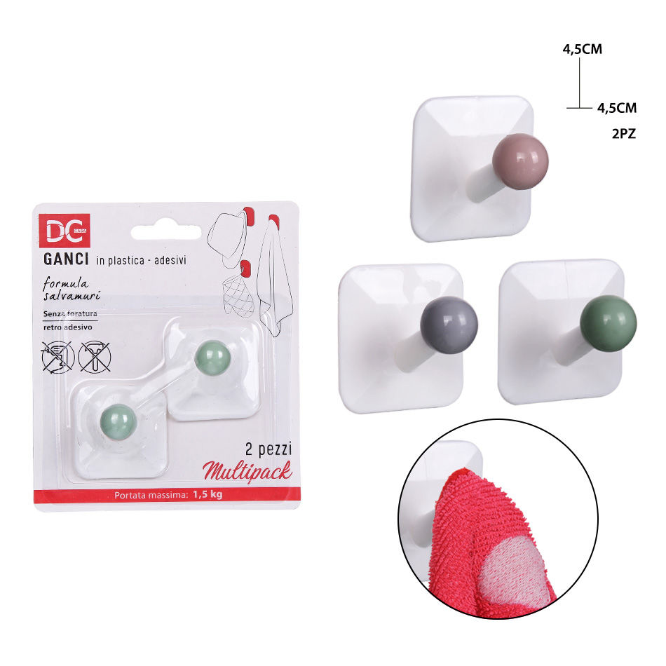 DC CASA GANCIO ADES. PLAST. 4.5X4.5CM 2PZDc