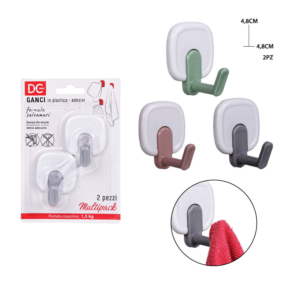DC CASA GANCIO ADES. PLAST. 4.8X4.8CM 2PZDc