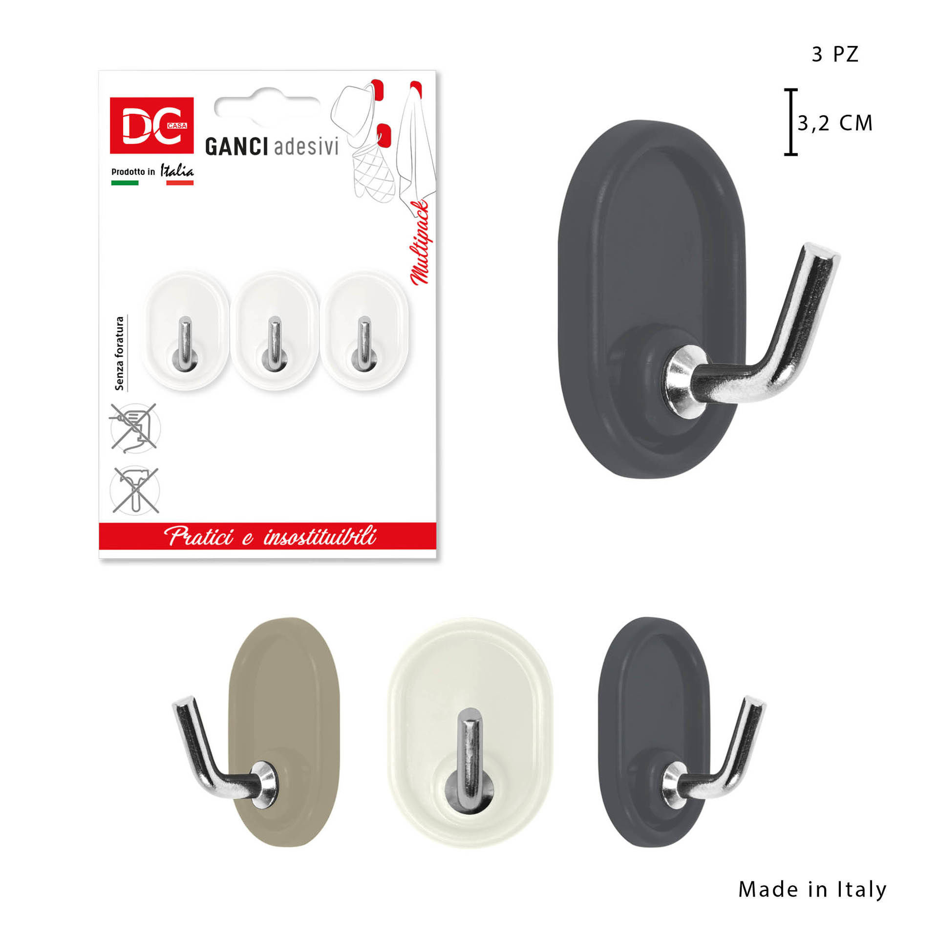 DC CASA GANCIO ADES. PLAST. DECOR MINI 3PZDc