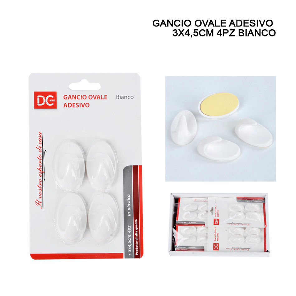 DC CASA GANCIO ADES. PLAST. OVALE 3X4.5CM 4PZ B.Dc