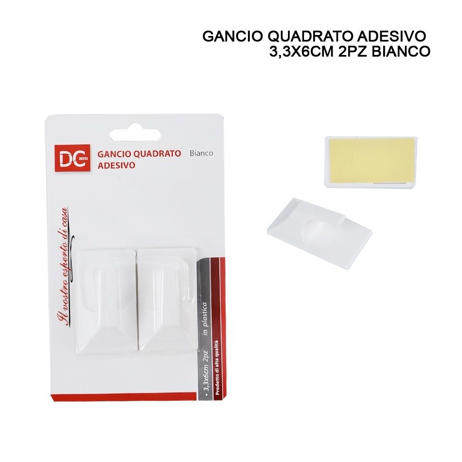 DC CASA GANCIO ADES. PLAST. RETT. 3.6X6CM 2PZ B.Dc