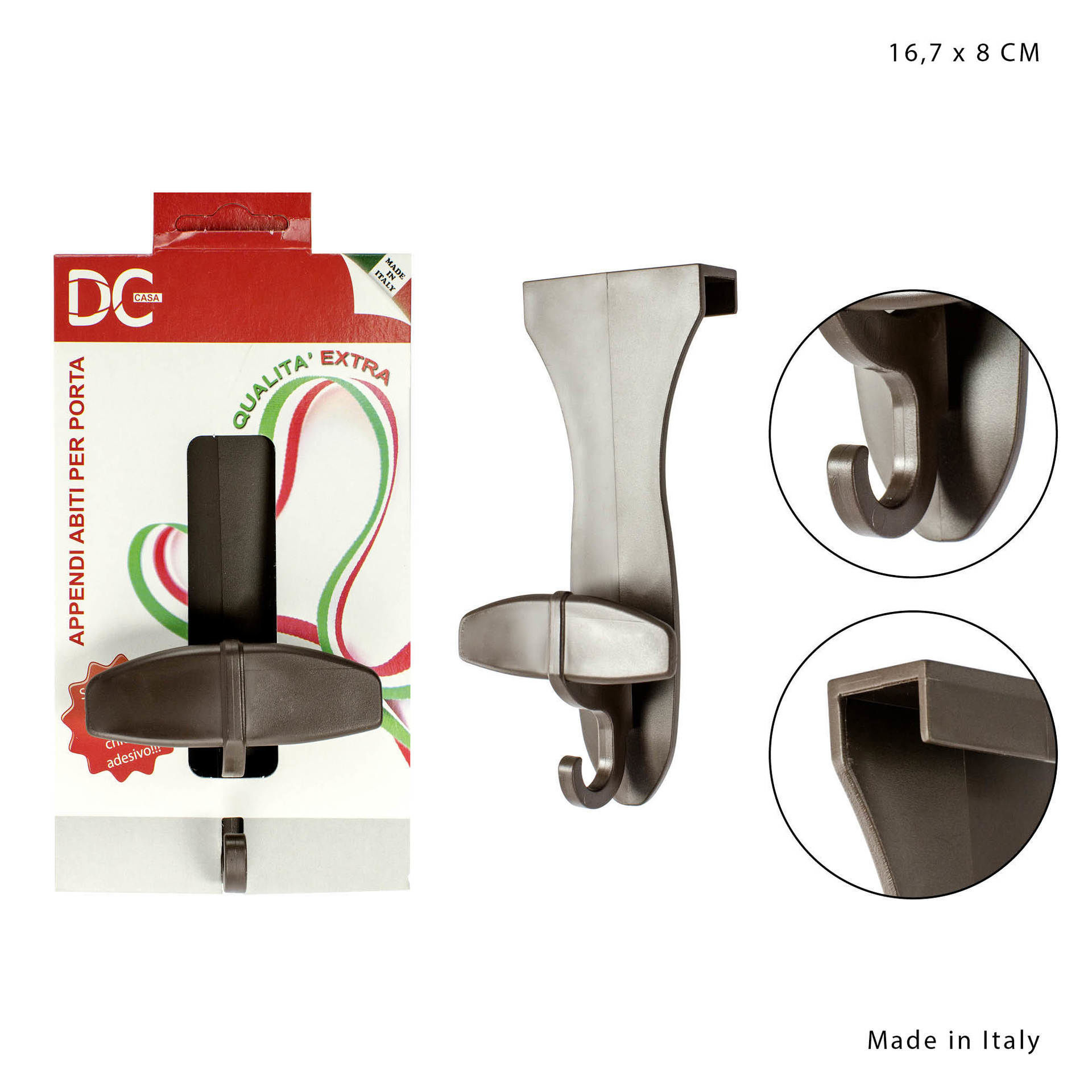 DC CASA GANCIO PORTA PLAST. 16,7X8CM MARRONE SCURODc