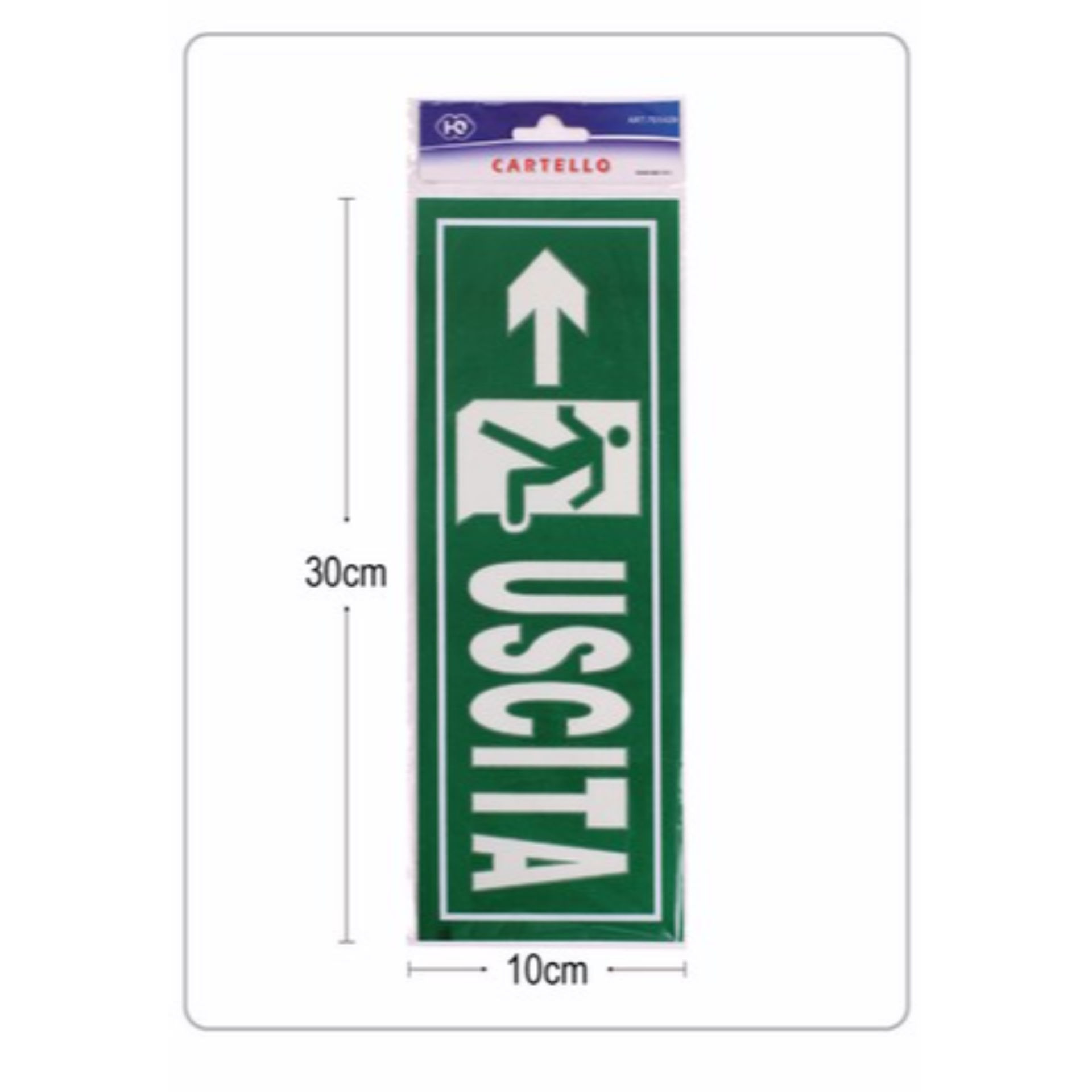 CARTELLO  USCITA  C/FRECCIA 30*10,5CM PLAS FLUORESHQ