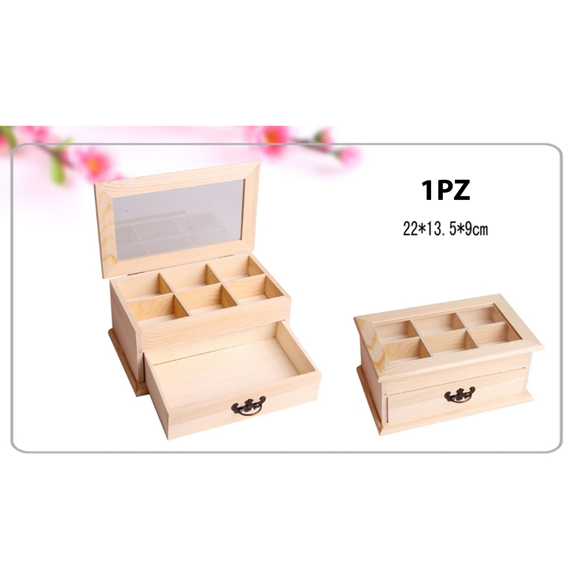 SCATOLA PORTA GIOIE CON CASSETTO E SCOMP.HQ