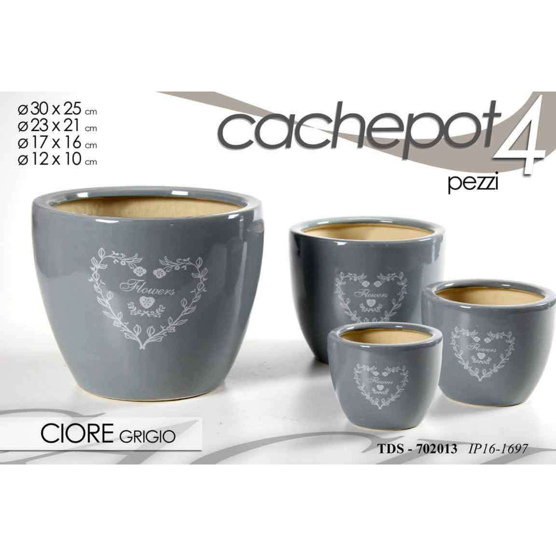 TDS/SET 4PZ CACHEPOT CUORE IP16-1697Gicos