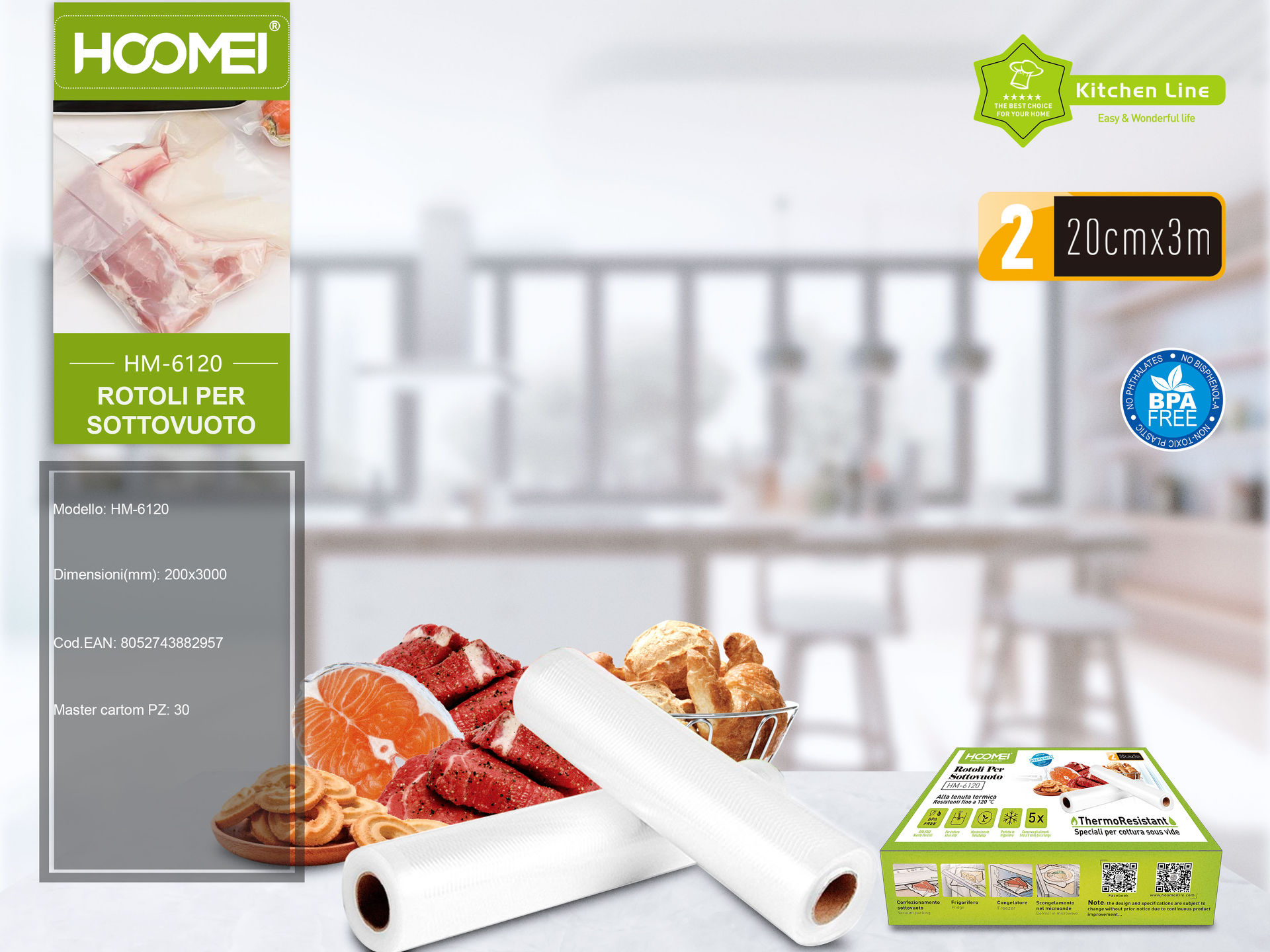 SACCO SOTTOVUOTO 20X300CM HM-6120 (2957)Hoomei