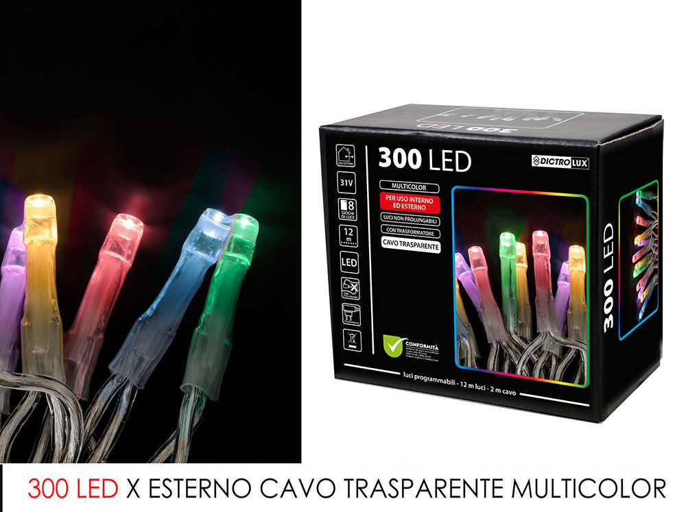 300 LED X EST CAVO TRASP.MULTICOLORVesti Casa