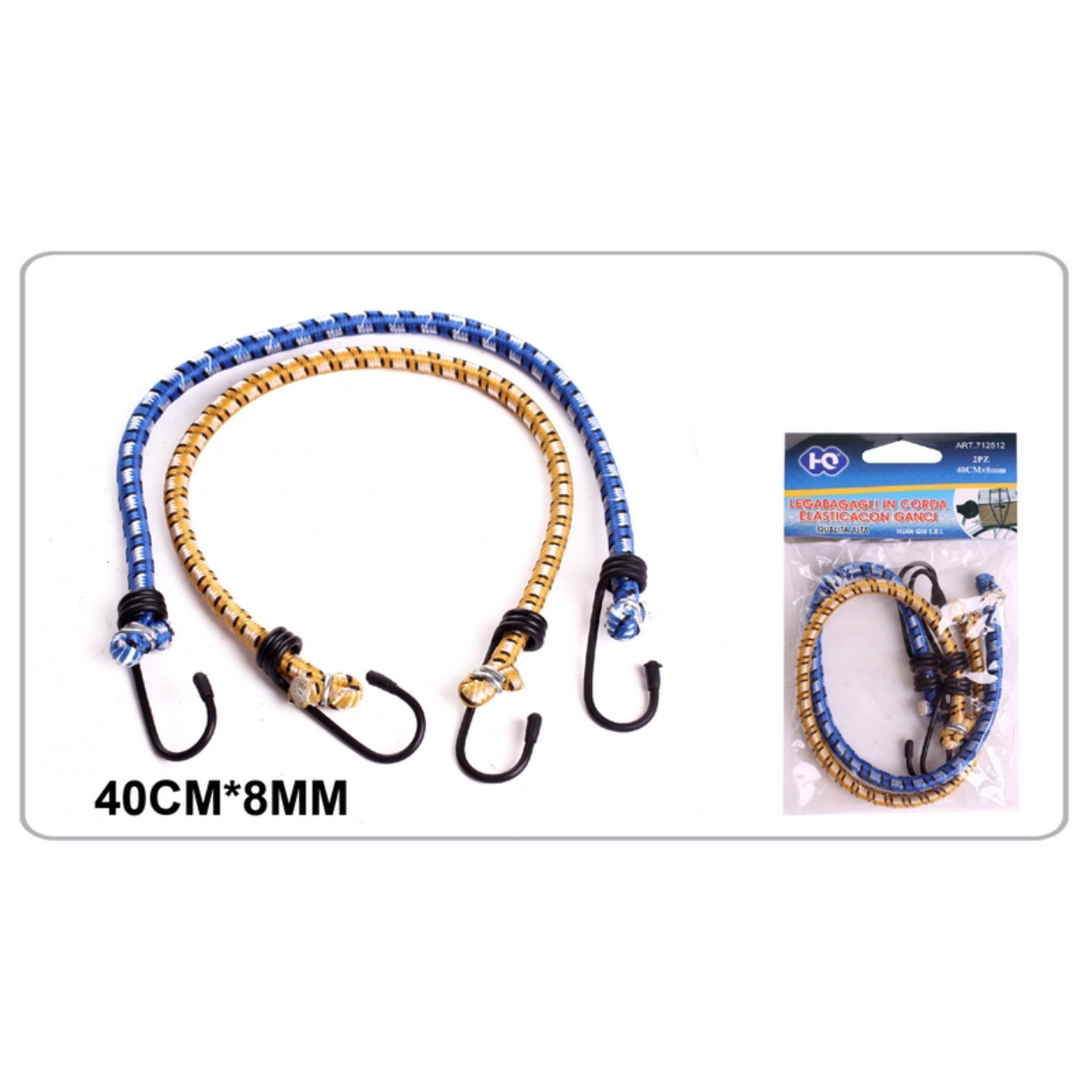 LEGABAGAGLI IN CORDA ELASTICA CON GANCI 40CM*8MM 2HQ