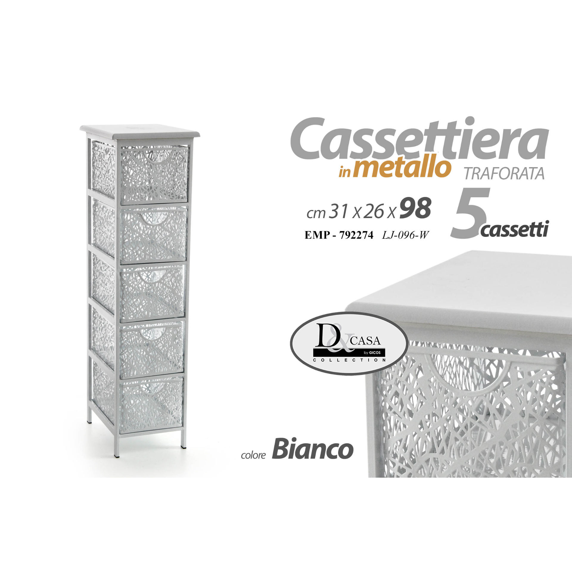 EMP/CASSETTIERA 5 31*26*98CM LJ-096/WGicos