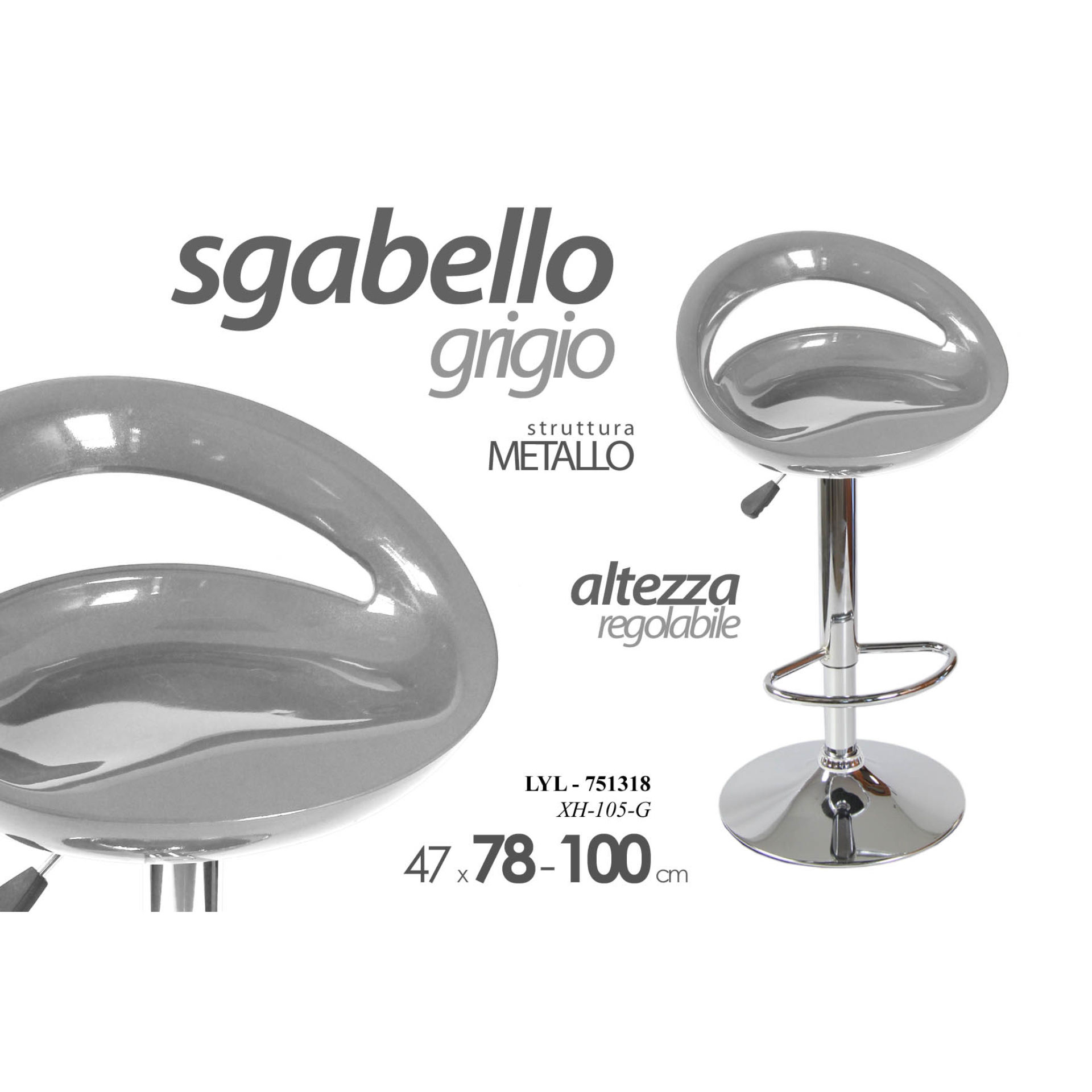 LYL/SGABELLO ABS GRIGIO 99CM XH-105-GGicos
