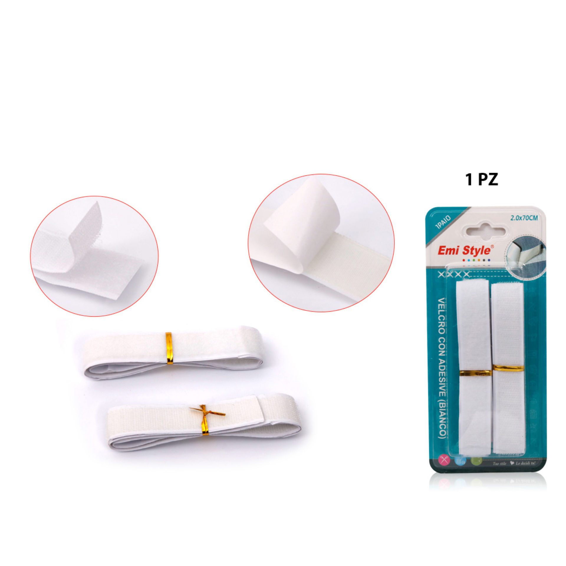 VELCRO CON ADESIVE(BIANCO) 2.0CM*70CM (6218840-A)Emi Style