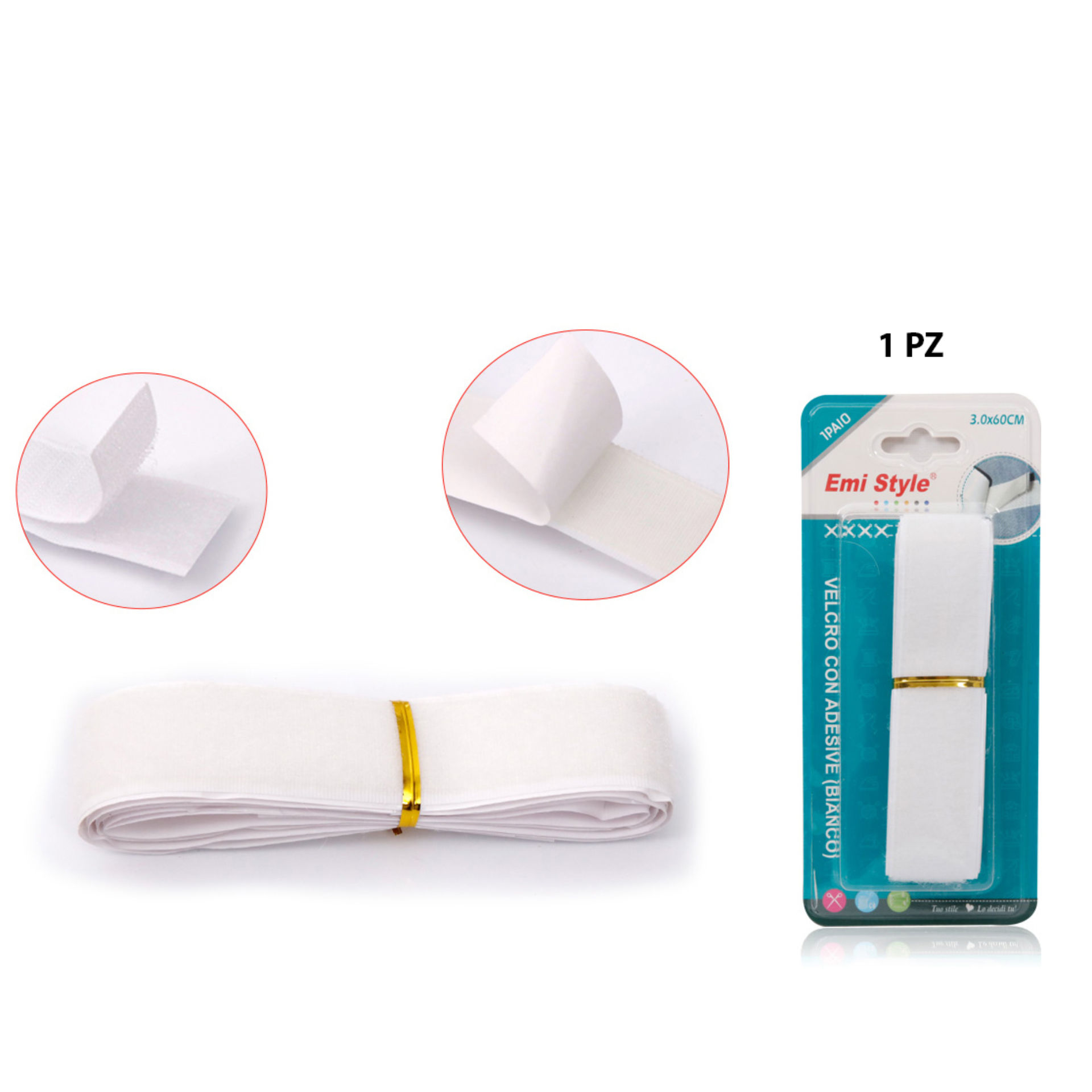 VELCRO CON ADESIVE(BIANCO) 3.0CM*60CM (6218842-A)Emi Style