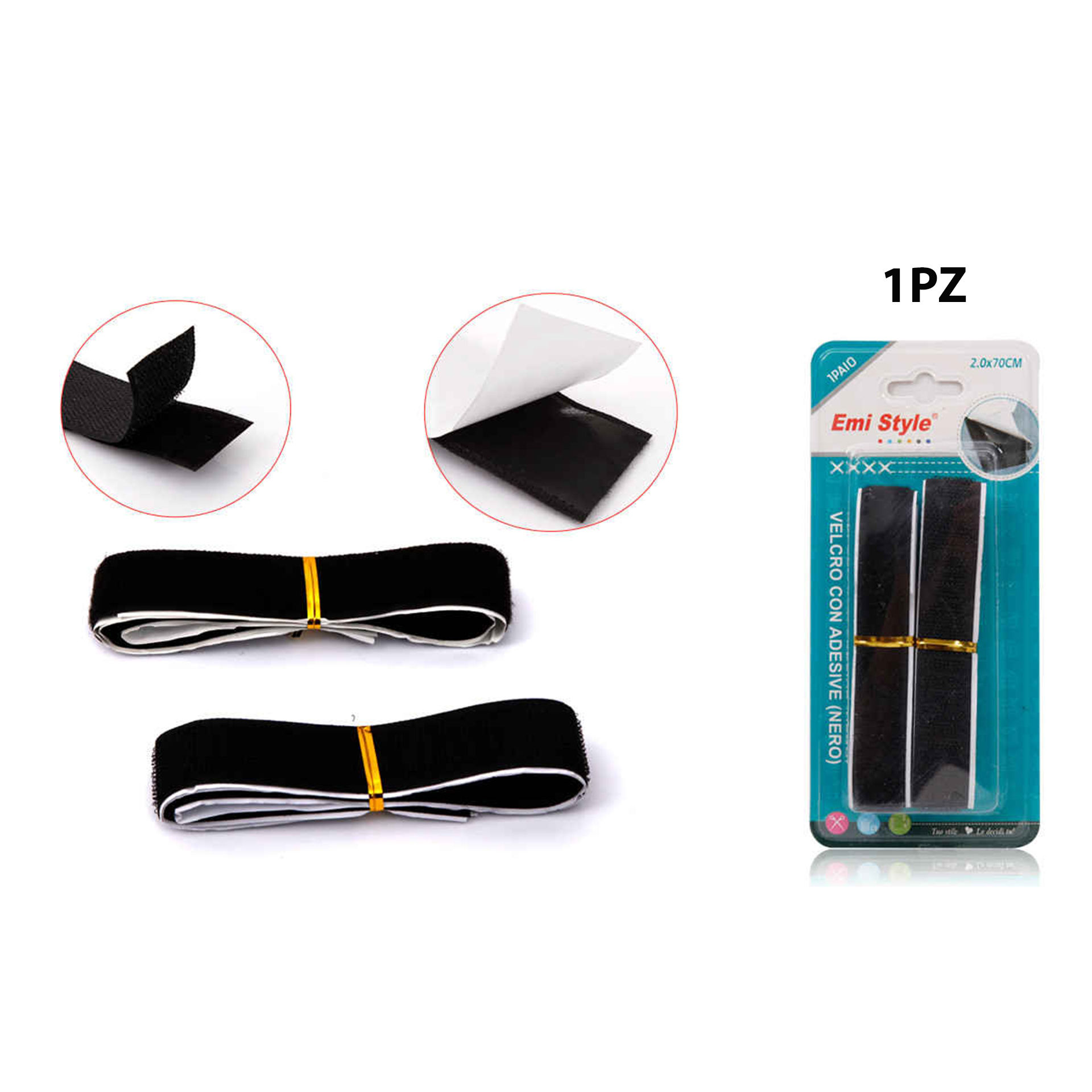 VELCRO CON ADESIVE(NERO) 2.0CM*70CM (6218840-B)Emi Style