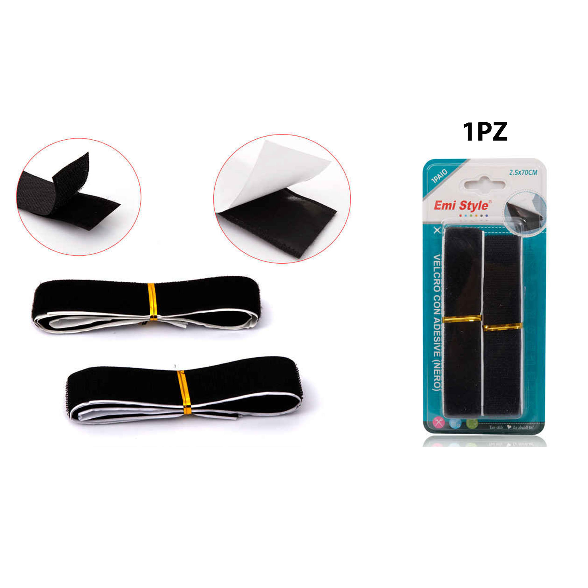VELCRO CON ADESIVE(NERO) 2.5CM*70CM (6218841-B)Emi Style