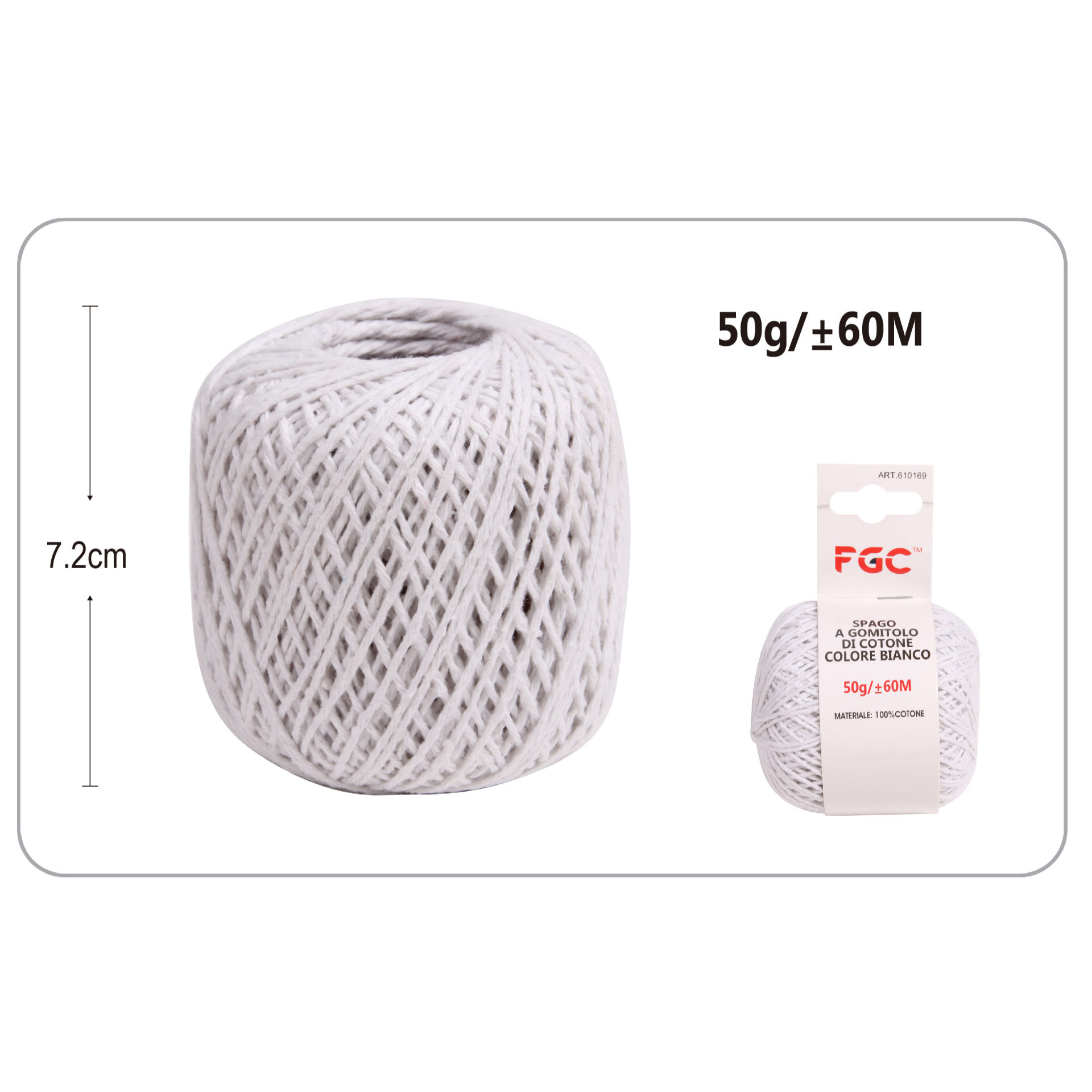 SPAGO A GOMITOLO DI COTONE COLORE BIANCOHQ