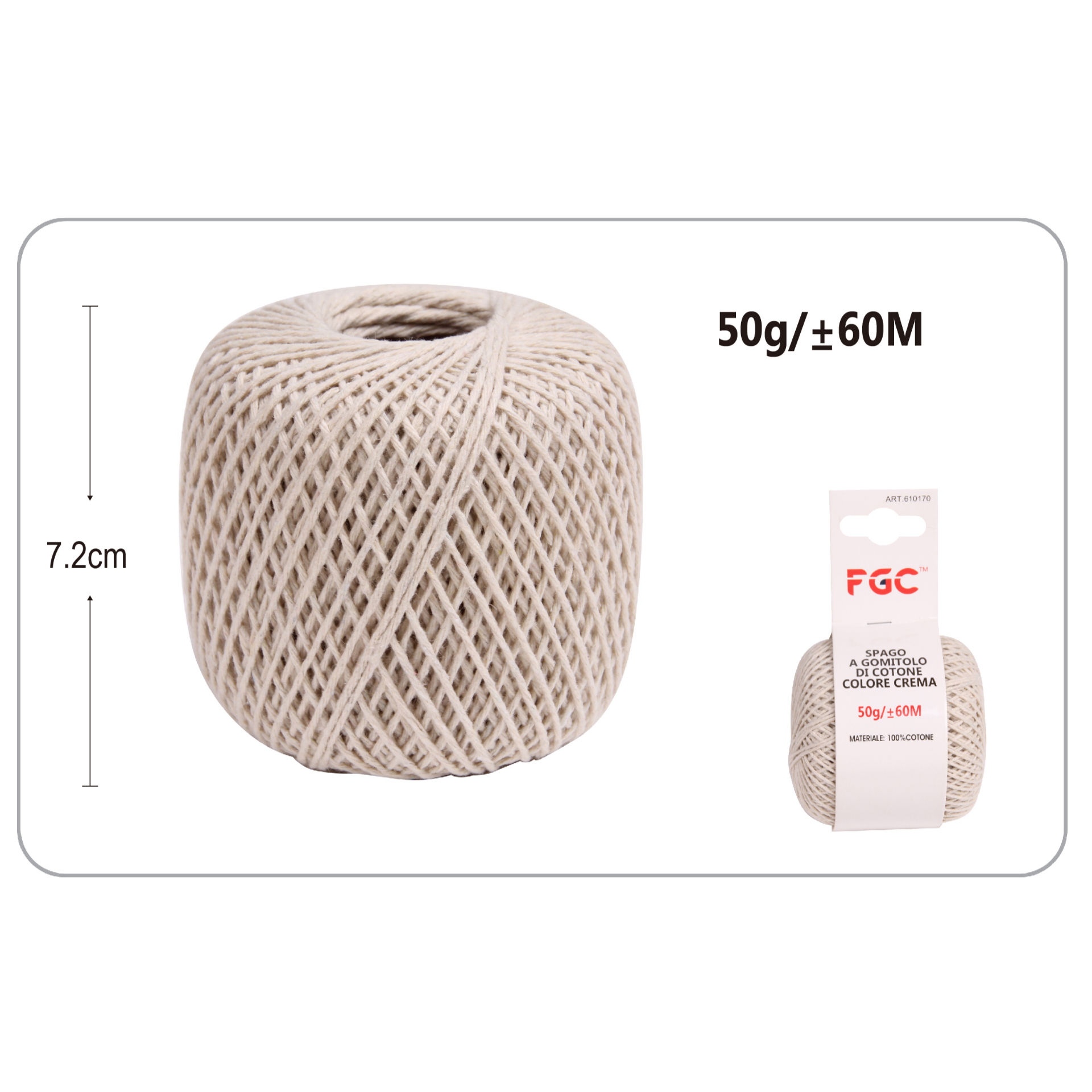 SPAGO A GOMITOLO DI COTONE COLORE CREMAHQ