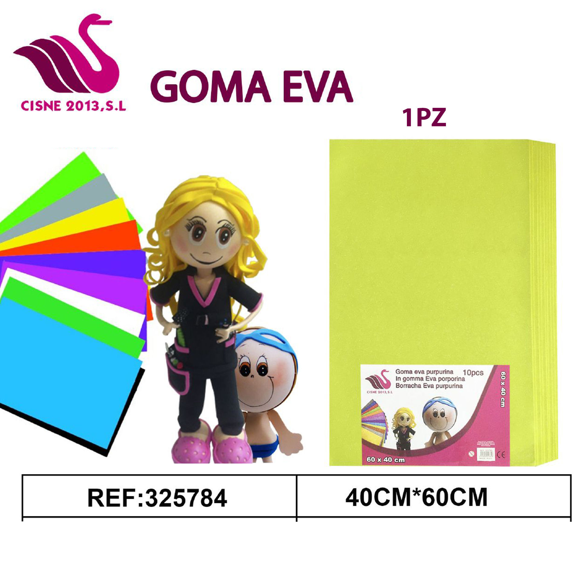 GOMMA CREPLA GLITTER GIALLO 40*60Party Go