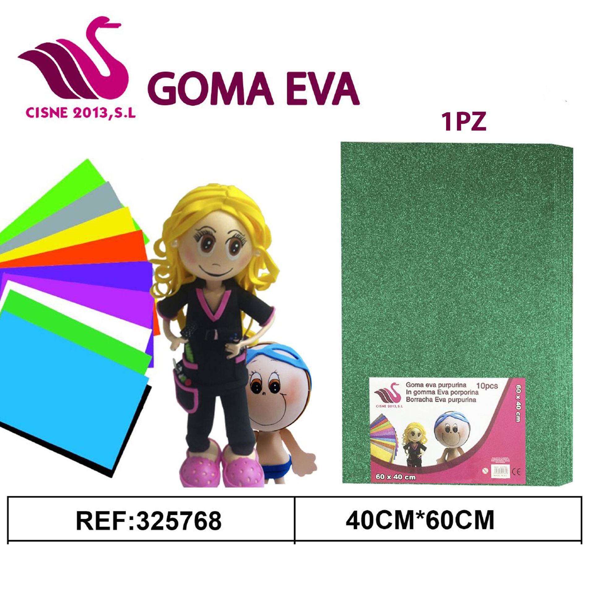 GOMMA CREPLA GLITTER VERDE SCURO 40*60Party Go